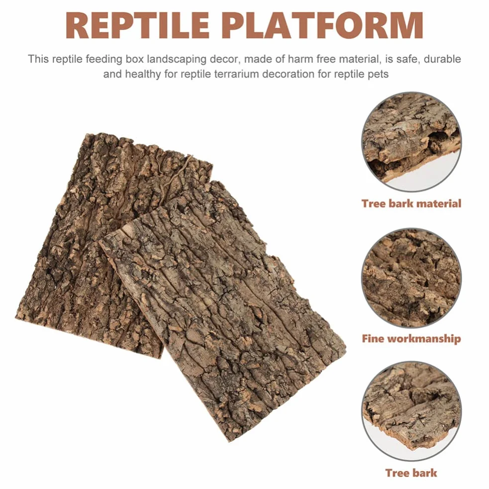 Zerodeko 3 Panneaux Fond Écorce Liège Terrarium Décor Mural Reptiles Décoration Tapis Escalade Habitat Tortue Lézard