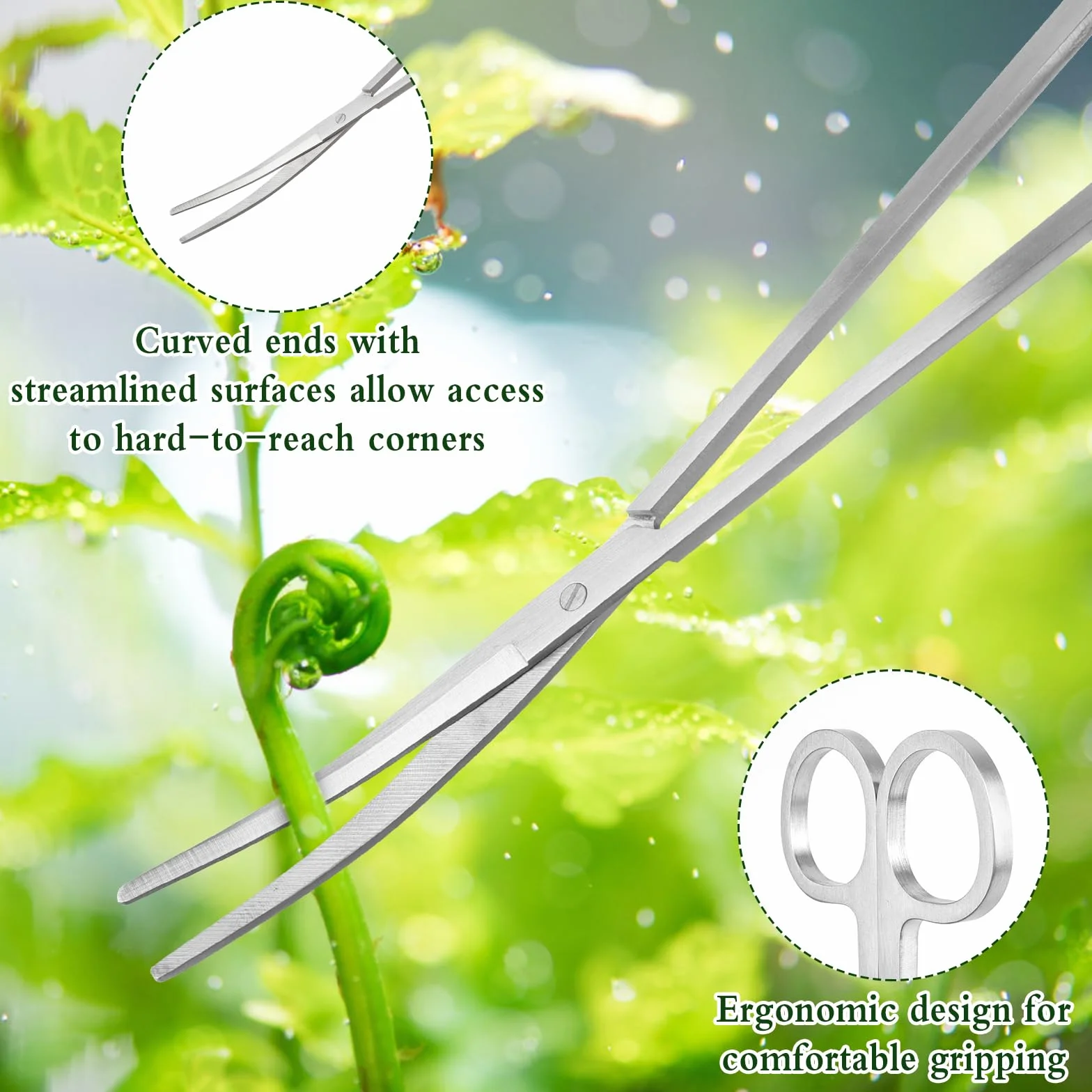 Kit complet d'aquascaping 6PCS, Outils d'aquarium en acier inoxydable, Ciseaux, Pinces, Spatule avec sac de rangement
