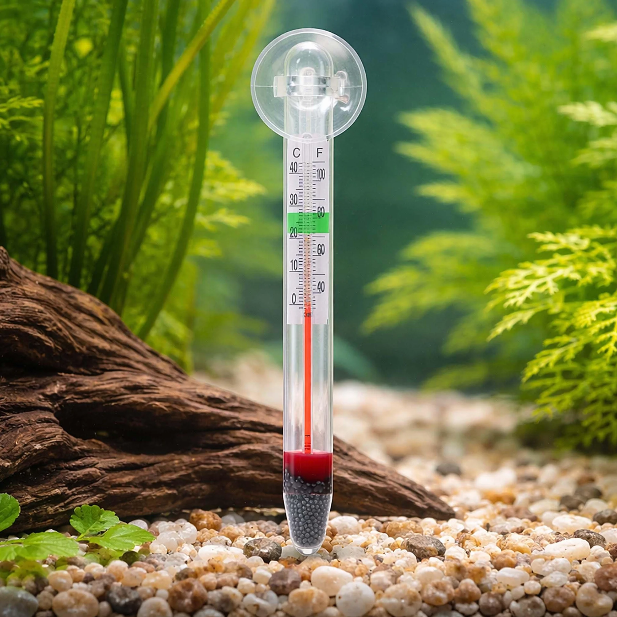 SunSun WDJ-02 Thermomètre flottant en verre pour aquarium avec ventouse
