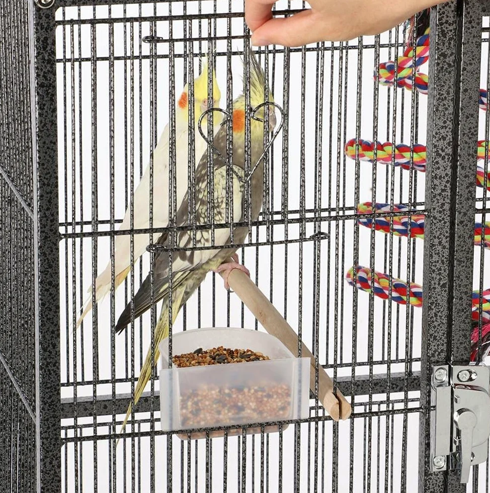 Yaheetech Grande Cage à Oiseaux, volière à 3 Niveaux, pour perruches, perroquets, calopsittes, Chinchillas, rongeurs, Rats et Rats Noir Hauteur 176 cm