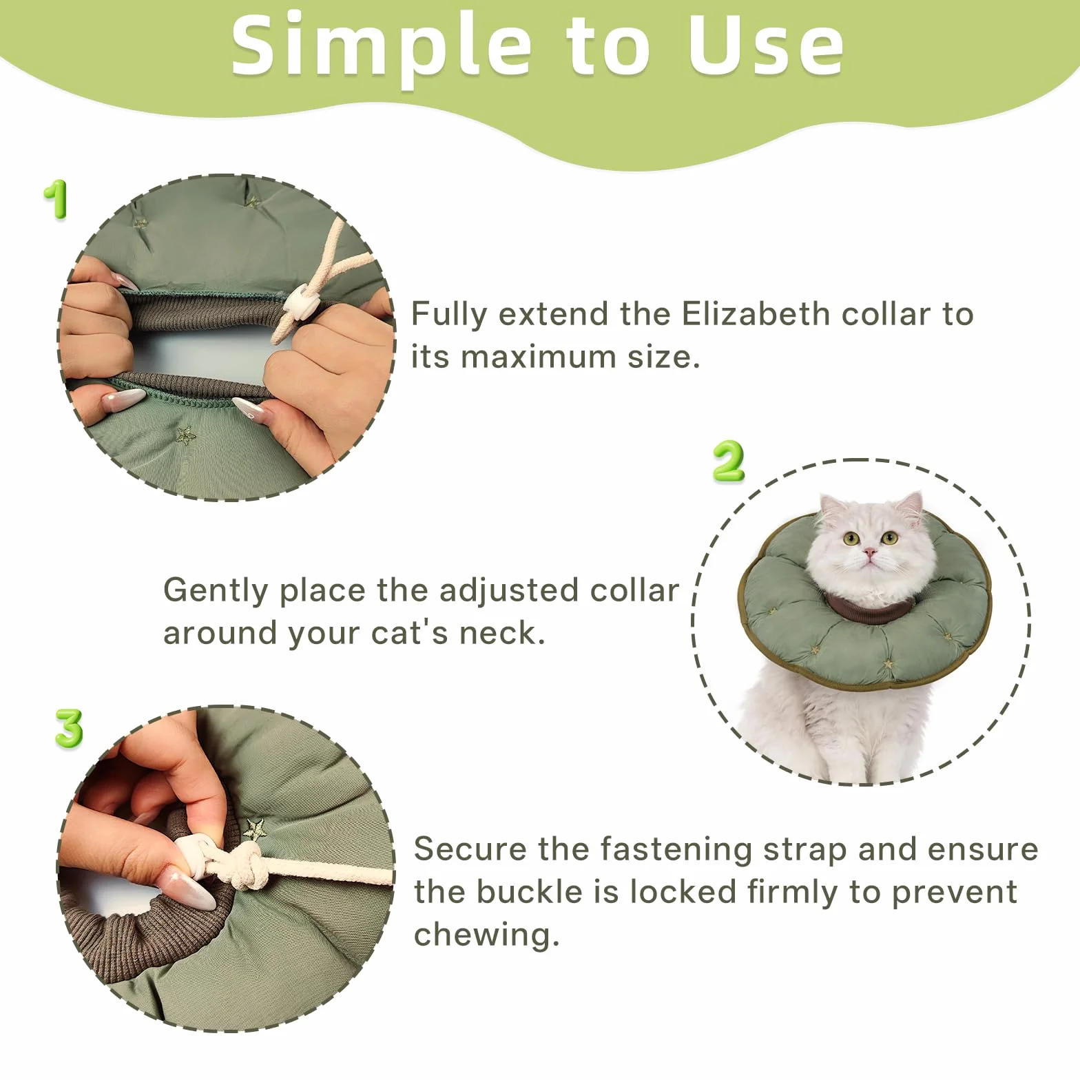 Collerette Chat Anti Léchage Imperméable Protection Après Opération pour Chats et Chiots (Vert S)