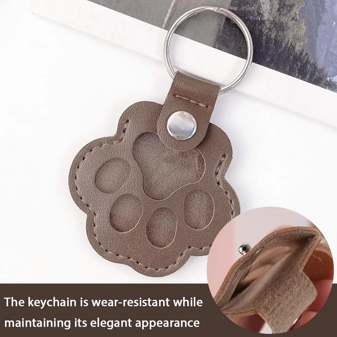 Porte-clés commémoratif en cuir en forme de patte de chien et chat, boîte à souvenirs pour poils d'animaux