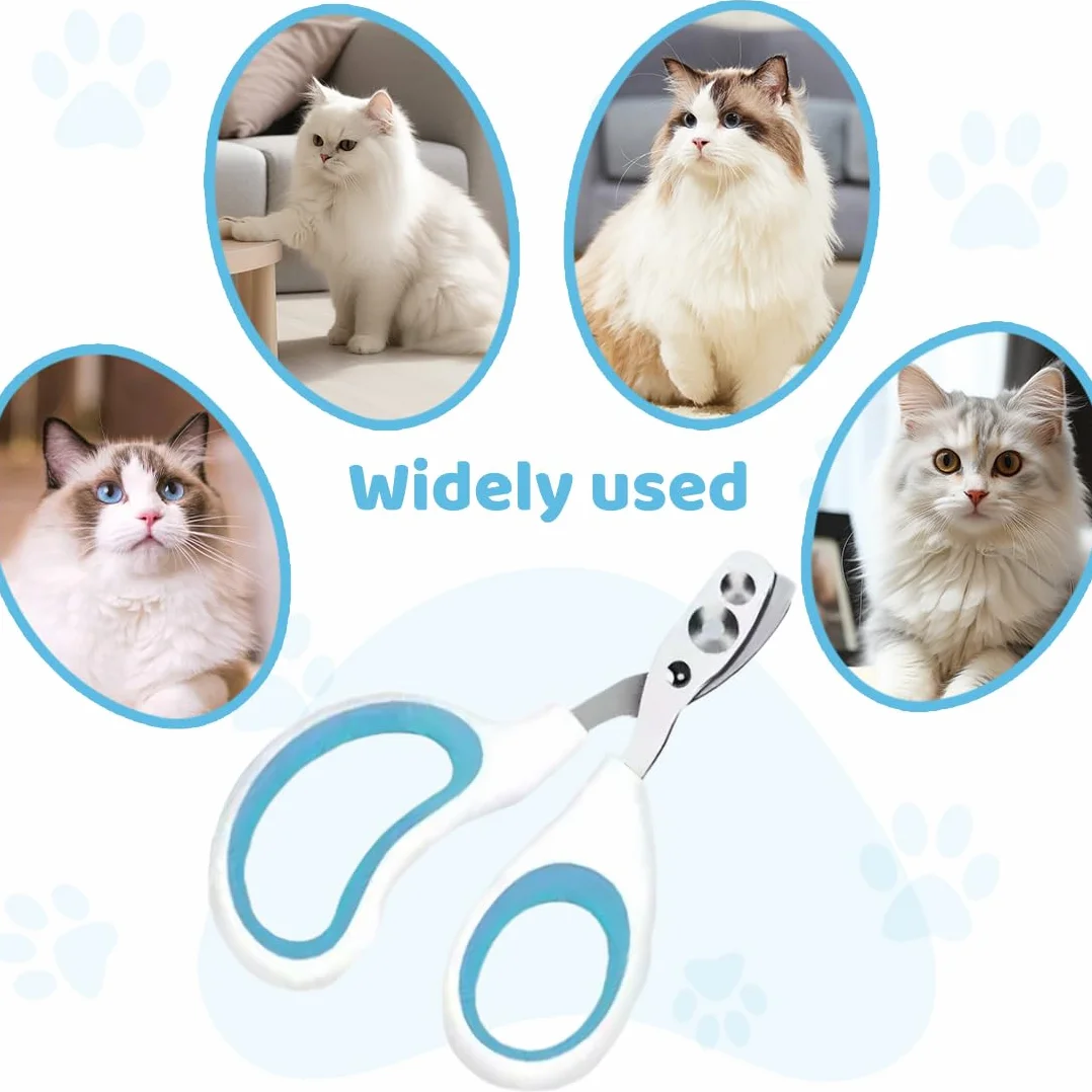 Coupe Griffes Chat Professionnel avec Sécurité Positionnement Trou Double Bleu pour Chatons Lapins Cobayes Oiseaux Chiots Petits Animaux