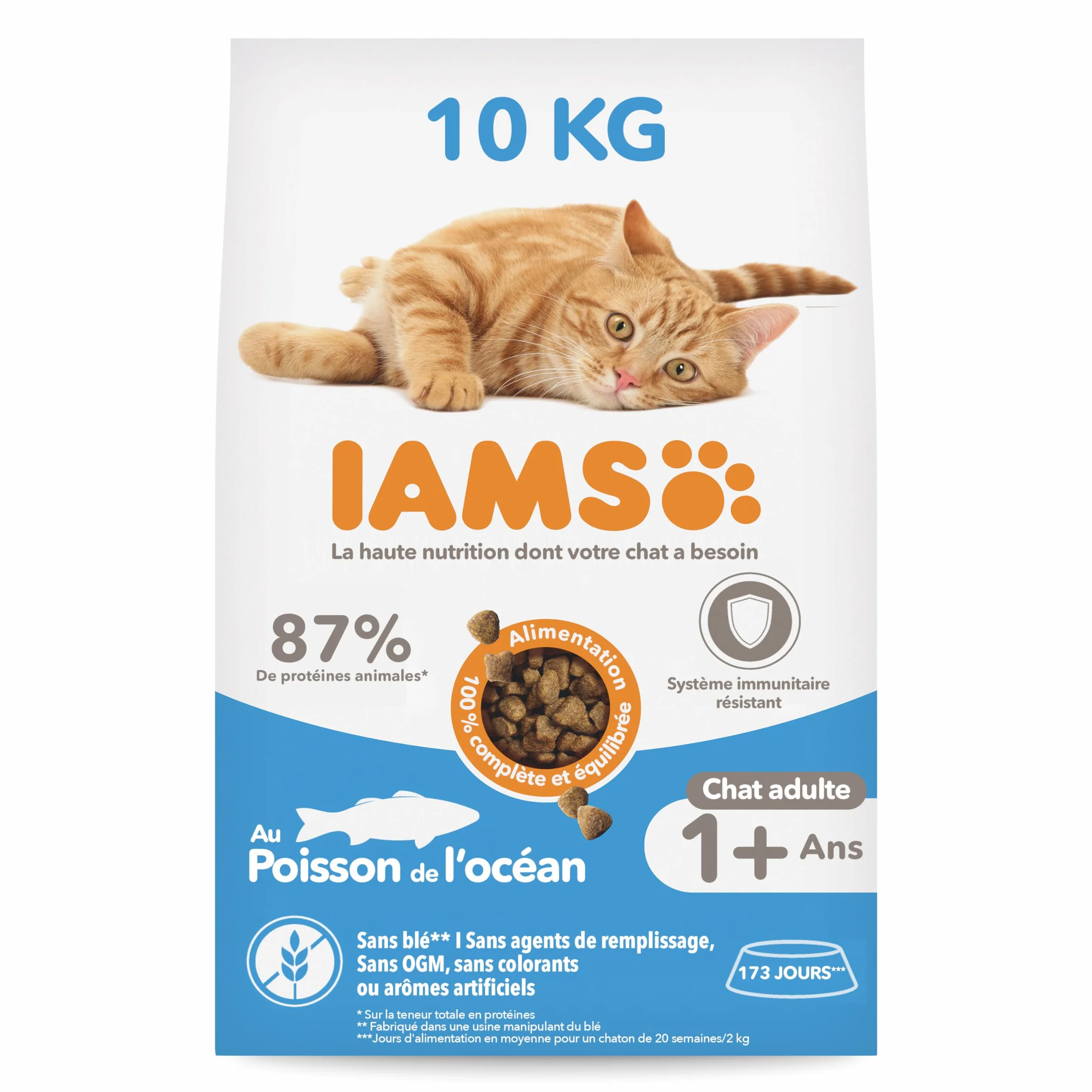 IAMS Croquette au Poisson pour Chat Adulte 10 kg