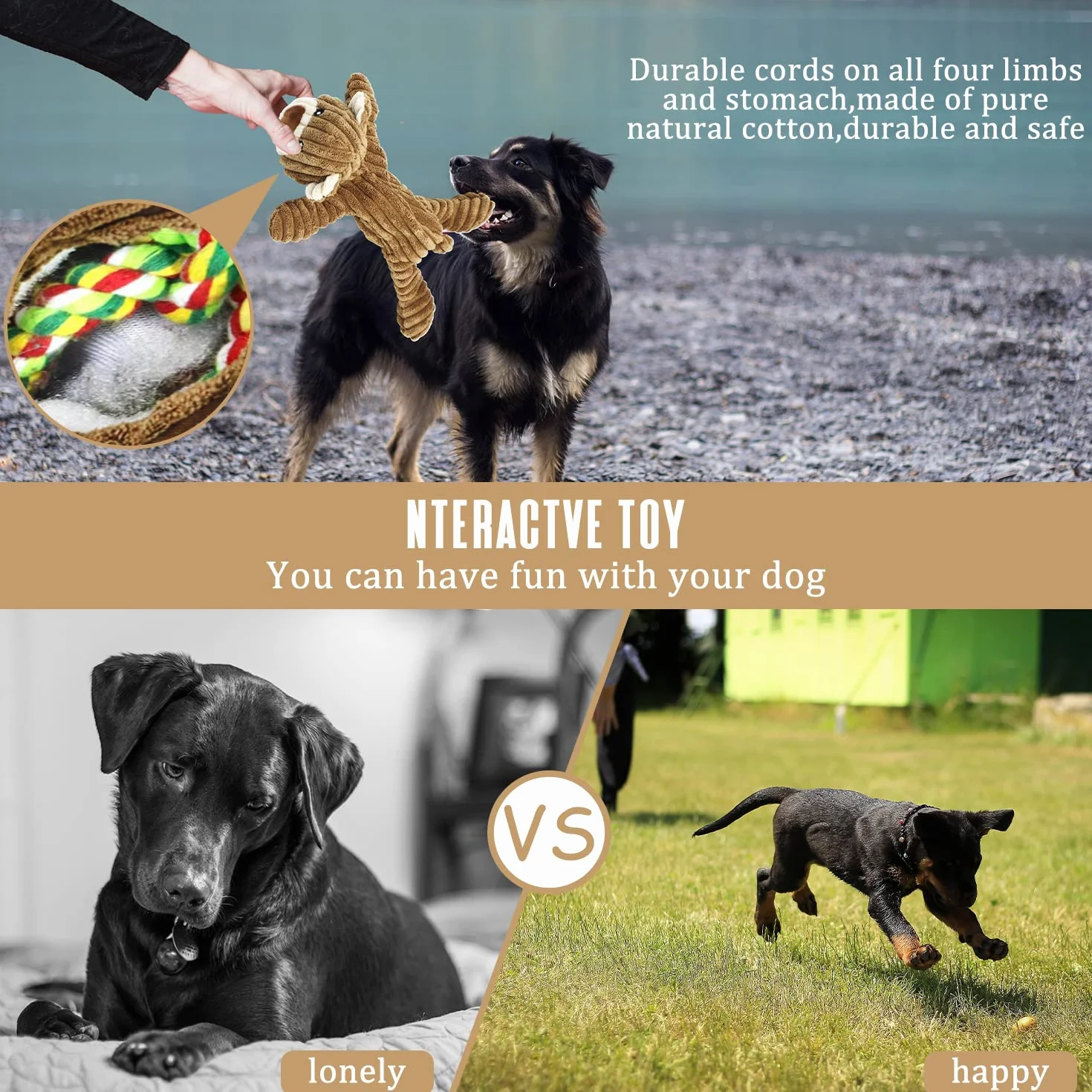 Jouet Chien Résistant Jouets Peluche Corde Durable Chiot Petite Moyenne Grande Taille Ours