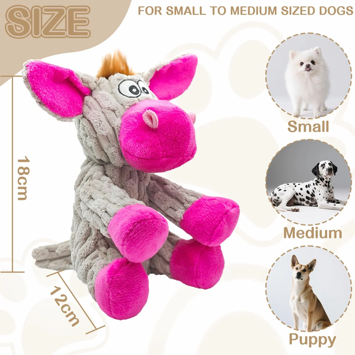 Peluche pour Chien, Jouet à Couinement avec Squeaker, Doudou pour Petit et Moyen Chien, Cadeau Chien