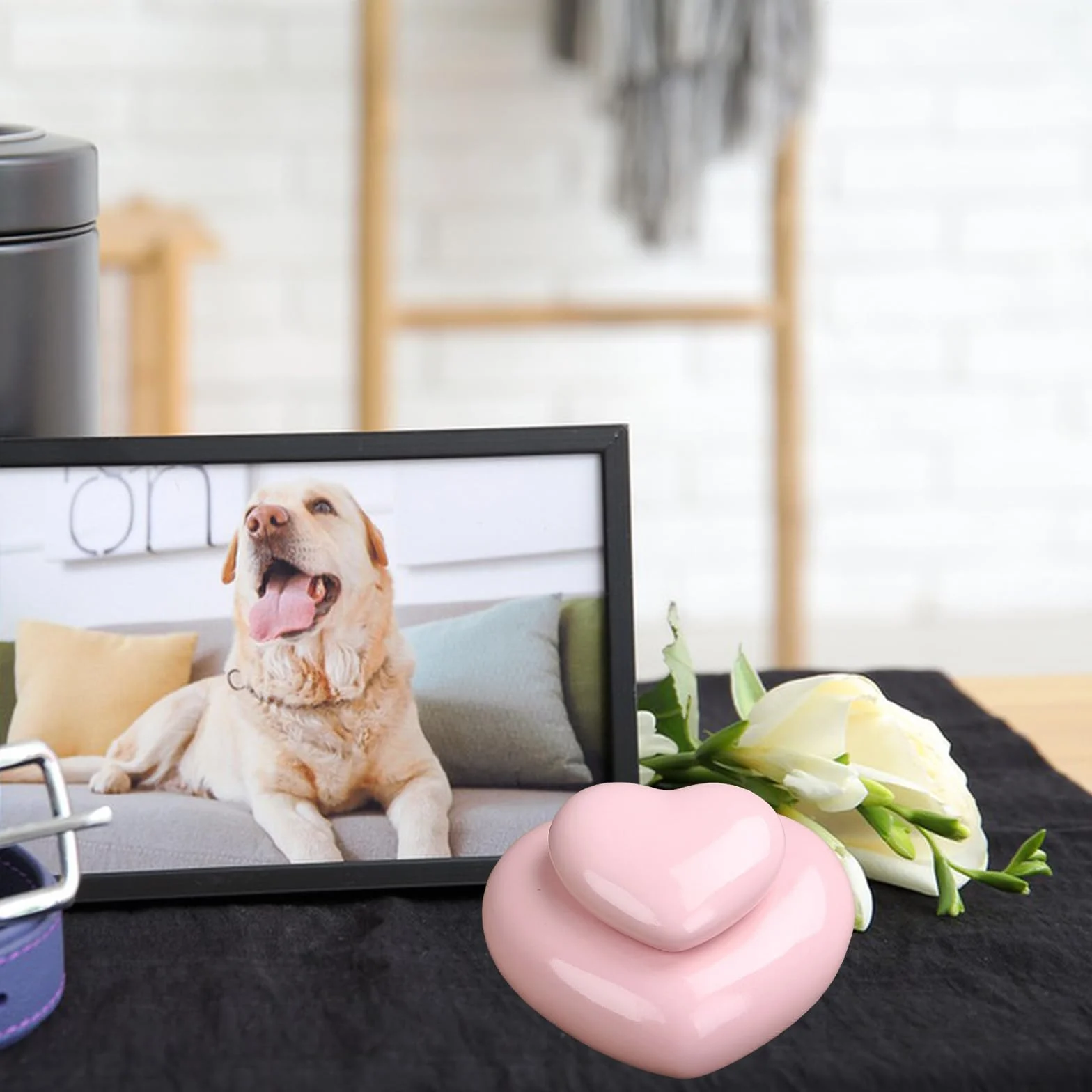 Urne funéraire pour Animaux de Compagnie en Forme de Coeur, Céramique, Rose