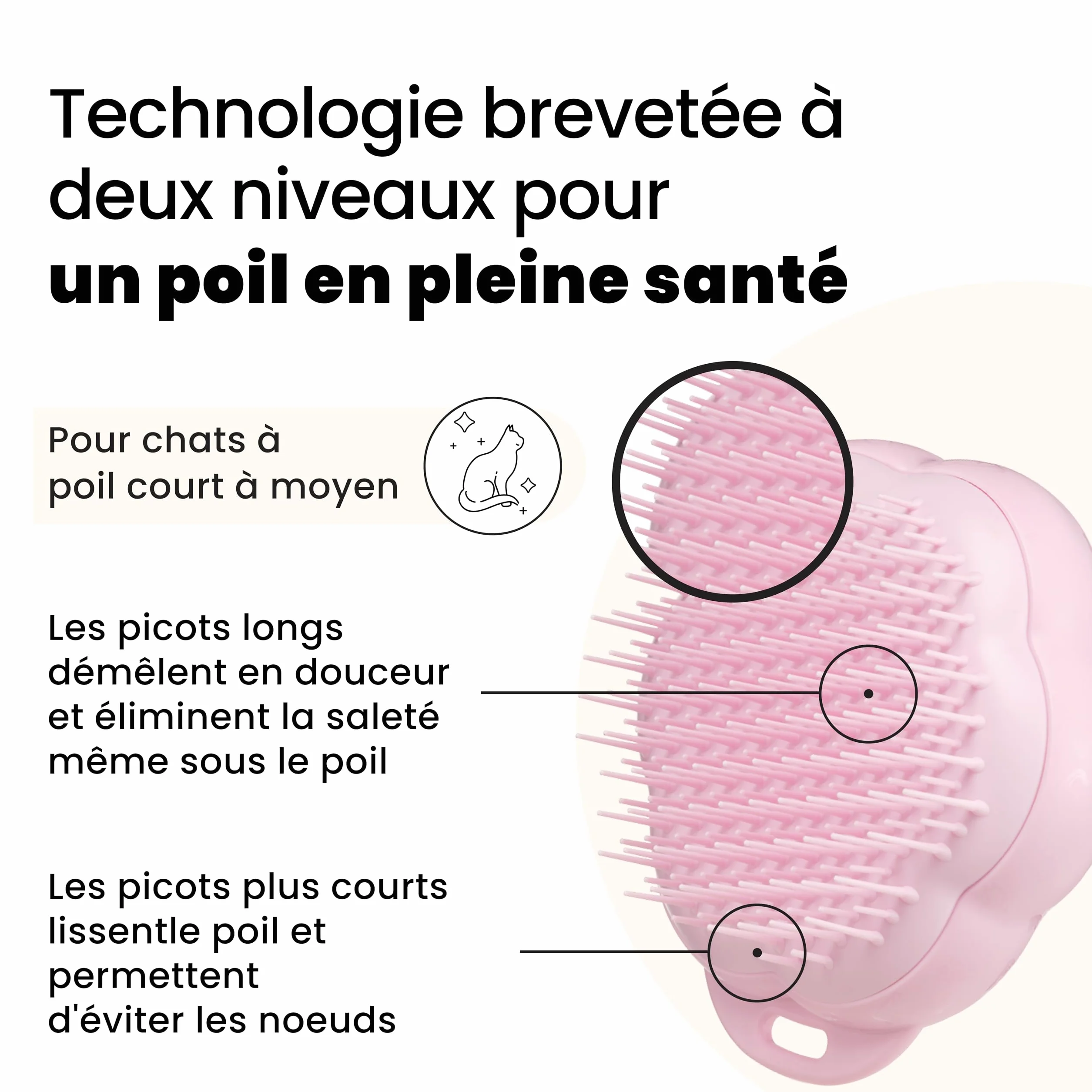 Tangle Teezer Brosse de Toilettage pour Chat à Poils Courts à Moyens, Rose