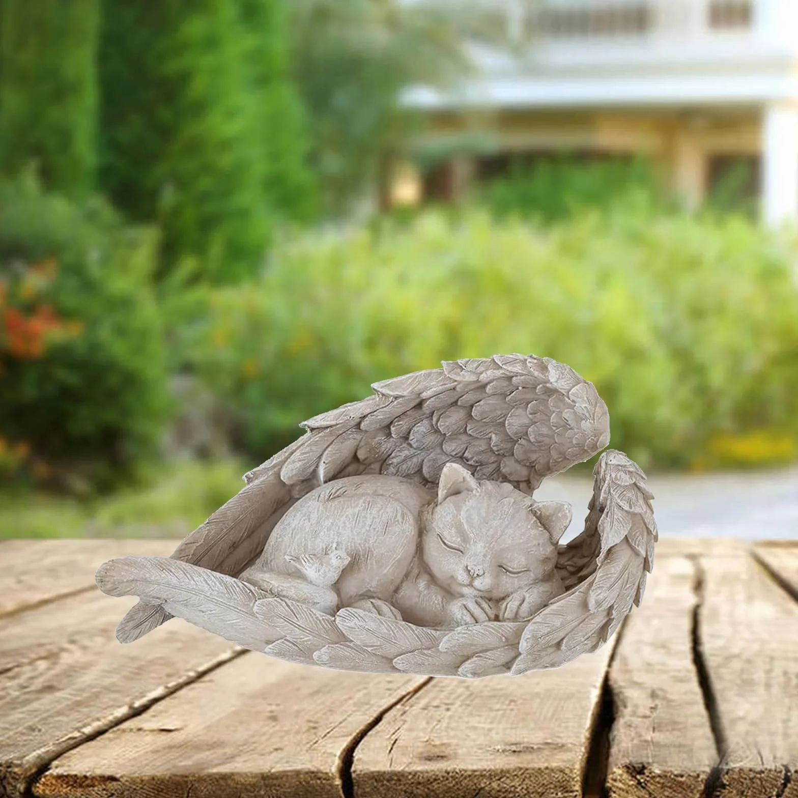 Statue Pierre Commémorative pour Animaux 11x8.5 cm Résine Décoration Jardin Extérieur pour Honorer Animal Chéri (Chat)