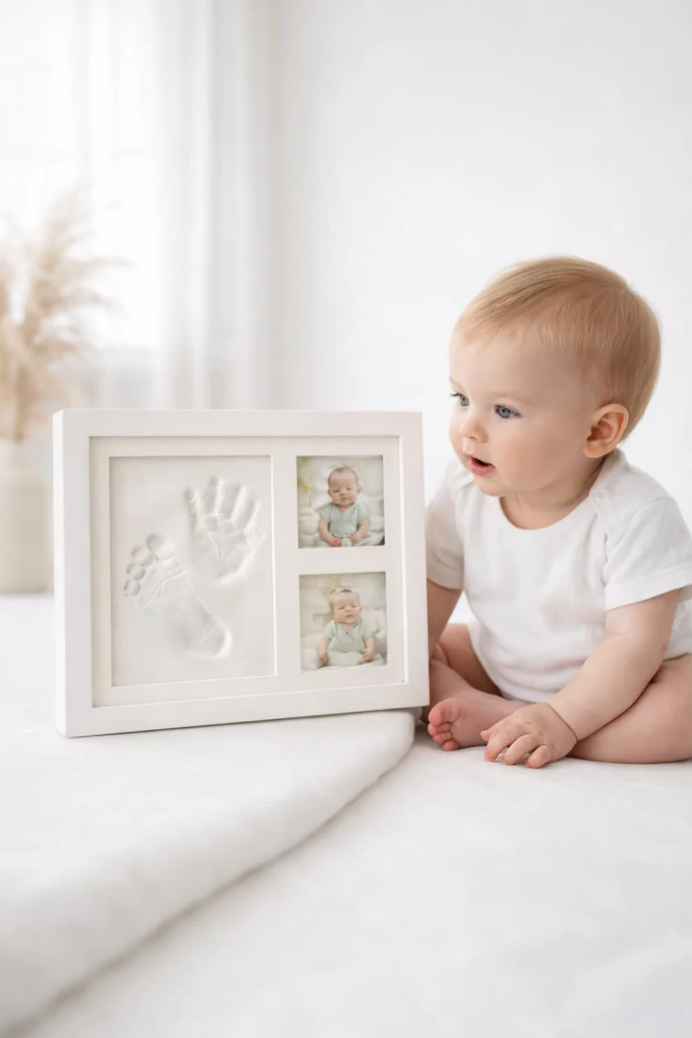 Kit Empreinte Bébé avec Cadre Bois – Empreinte Main et Pied Bébé Argile – Cadeau Baby Shower Naissance