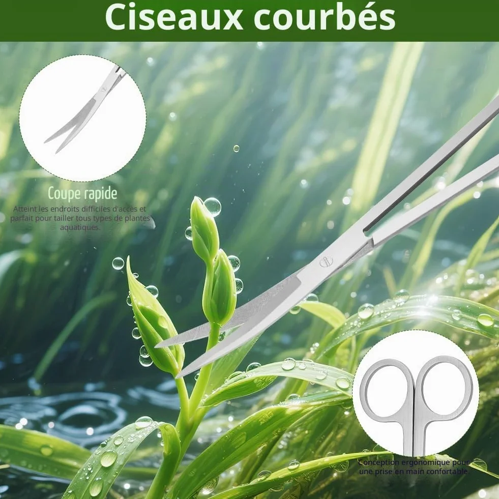Flintronic 6 en 1 Aquarium Aquascaping Kit, INOX Ciseaux Pinces Outils Set pour Réservoir Eau Plantes Aquatiques