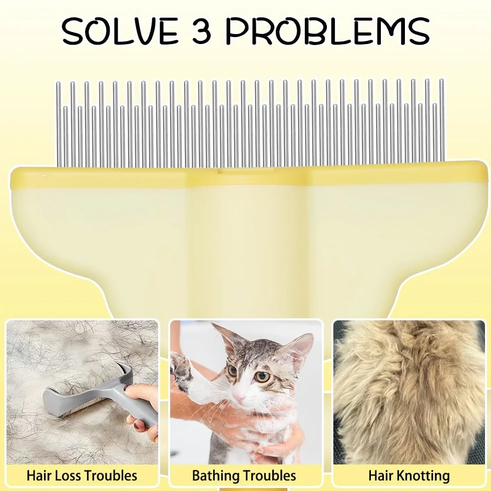 OFFCUP Peigne Autonettoyant pour Chats Conception Rotative Bouton Libération Poils Morts