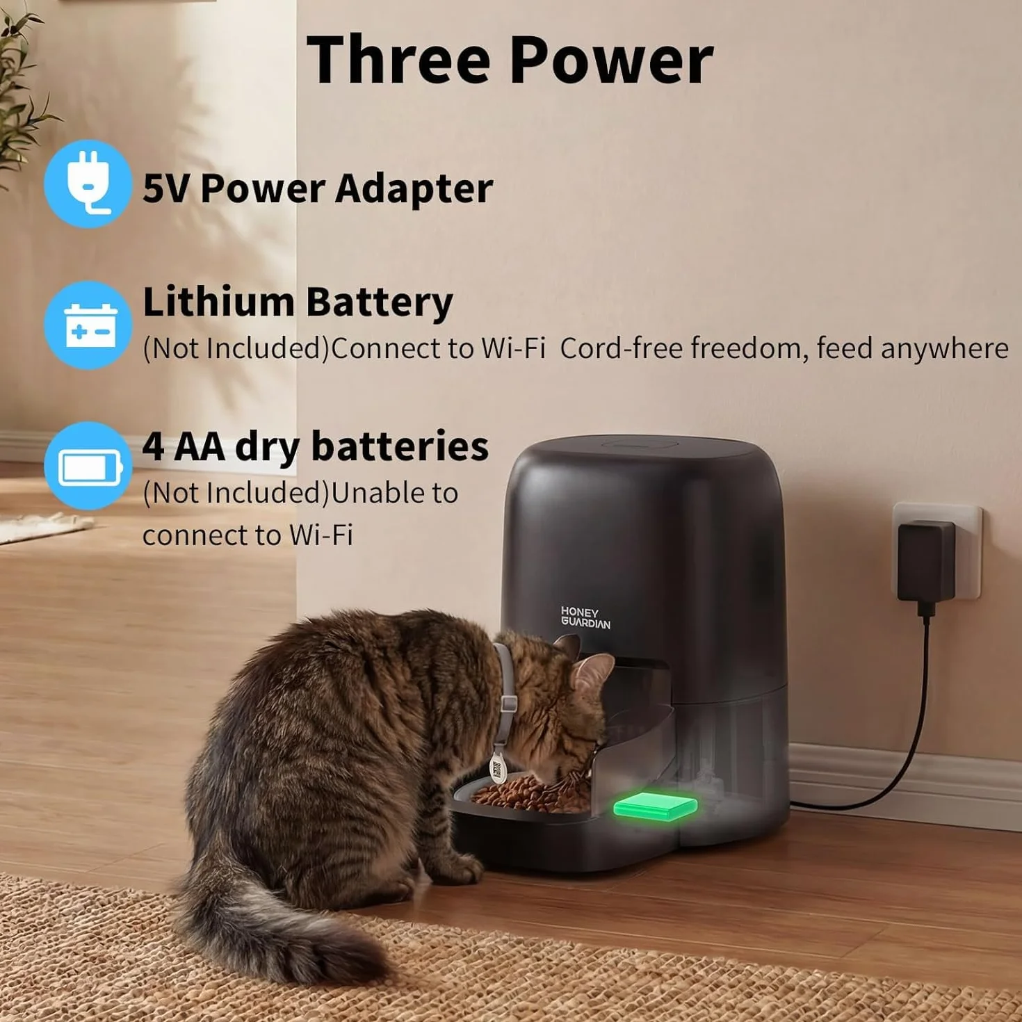Distributeur Croquettes Chat Automatique RFID WiFi, 4.6L Bol Céramique, Reconnaissance Chat