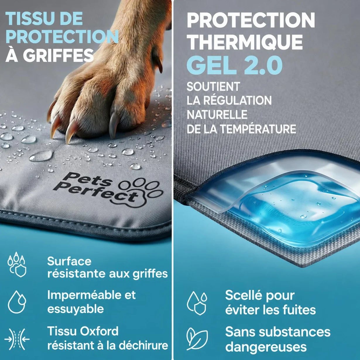 Cooling Mat Dog Tapis Rafraichissant Chien Auto Refroidissant Gel Non Toxique XL XXL Pliable