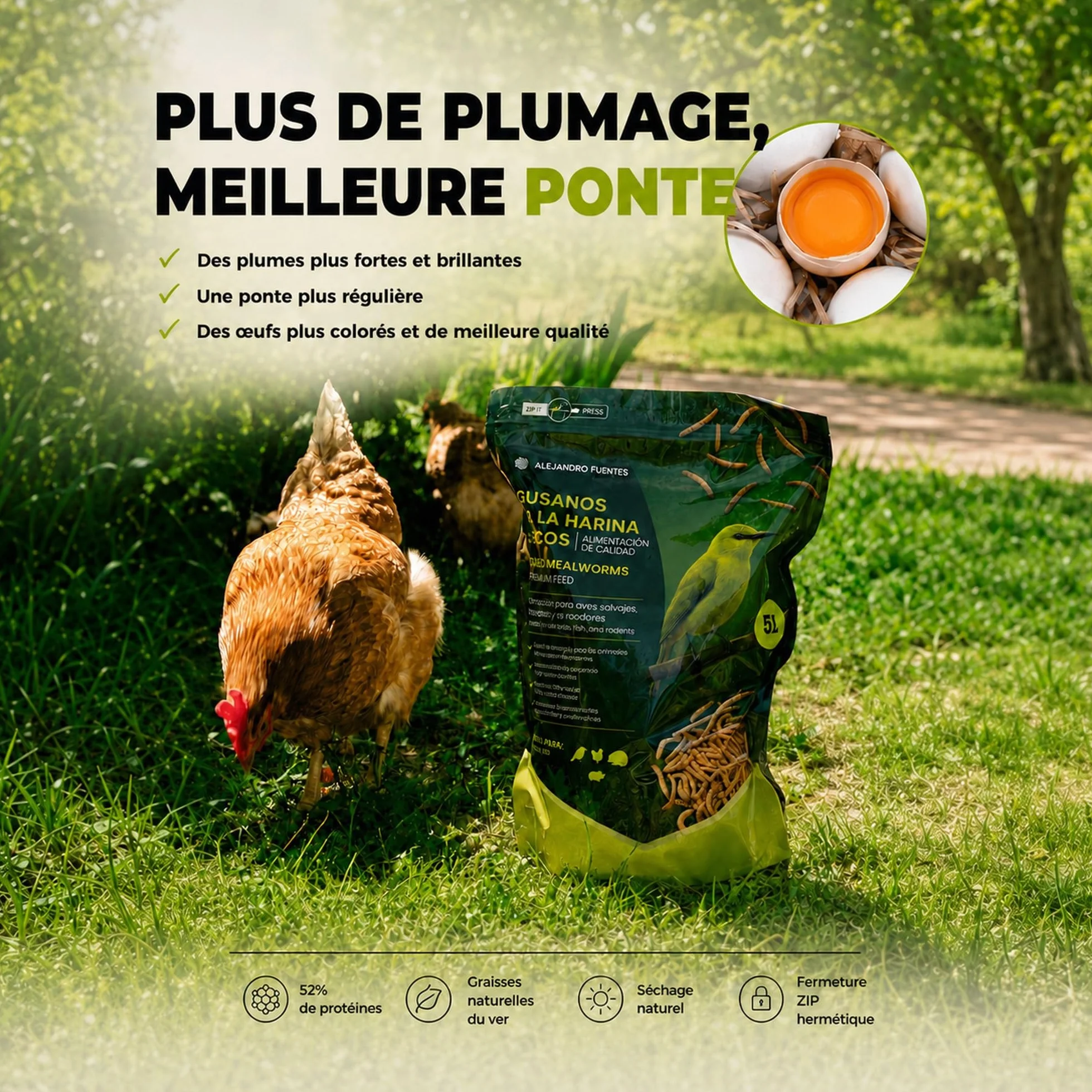 AF® vers de Farine Séchés Premium 5L 52% Protéines Snack Naturel pour Hérisson Reptiles Rongeurs