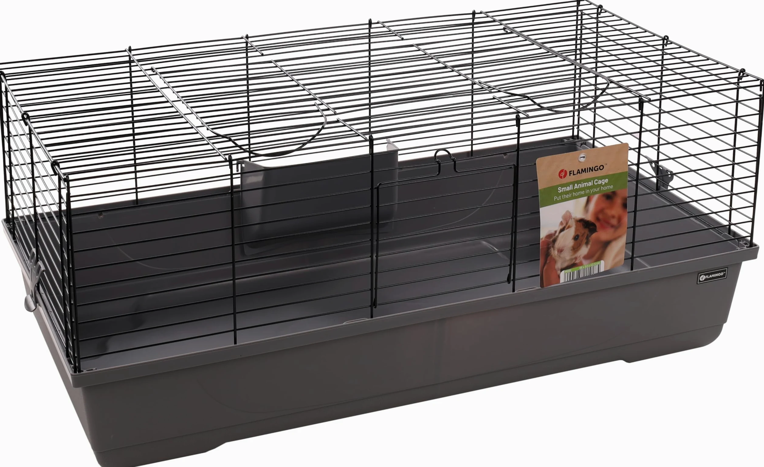Flamingo Cage pour rongeurs Mobi M Gris - 99x53x42,5cm - Cage pour COCHONS d'Inde ET Lapins Nains - avec râtelier à Foin, 2 Portes et Une Construction Solide
