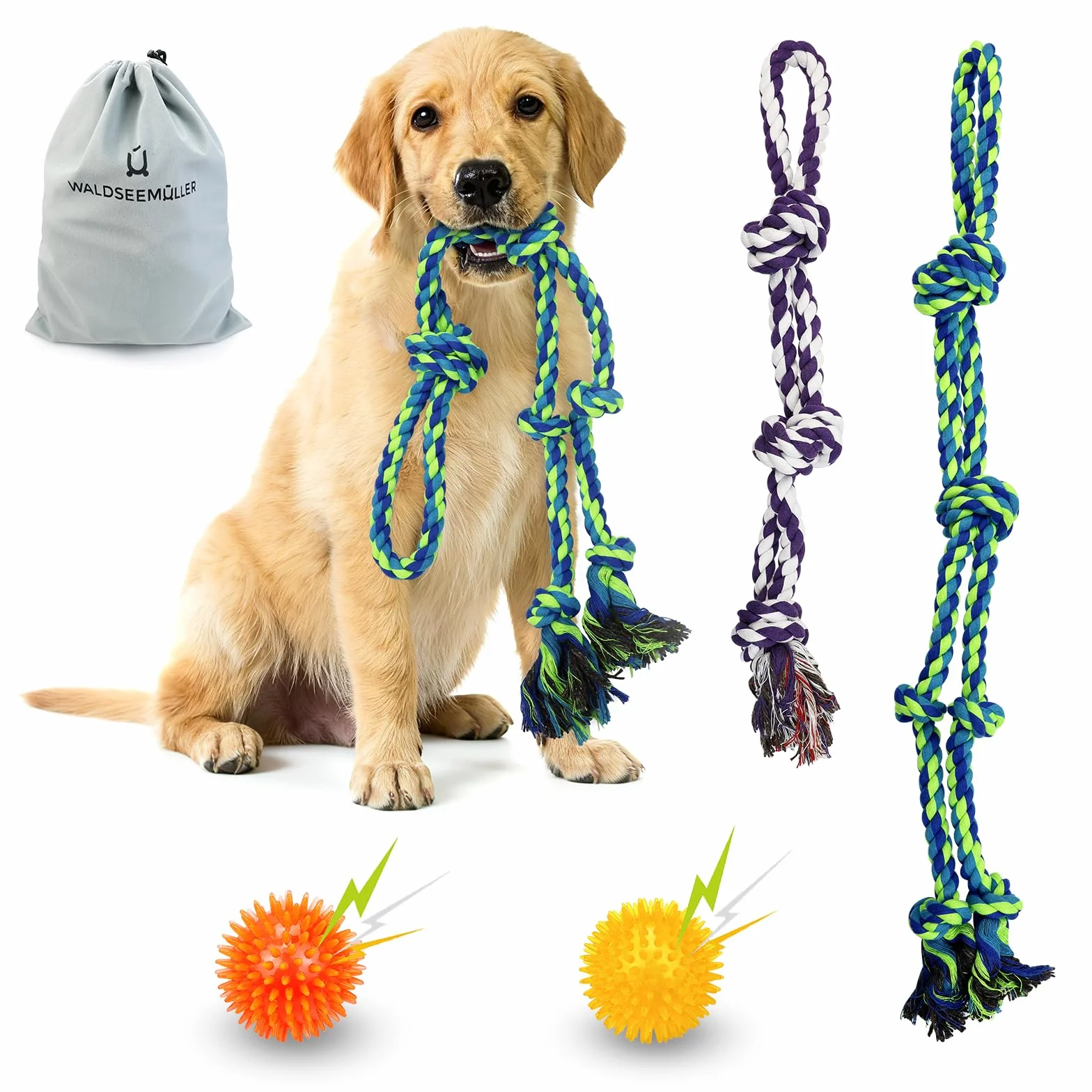 Waldseemüller Ensemble de 4 Jouets pour Chien Indestructible avec Sac Cadeau