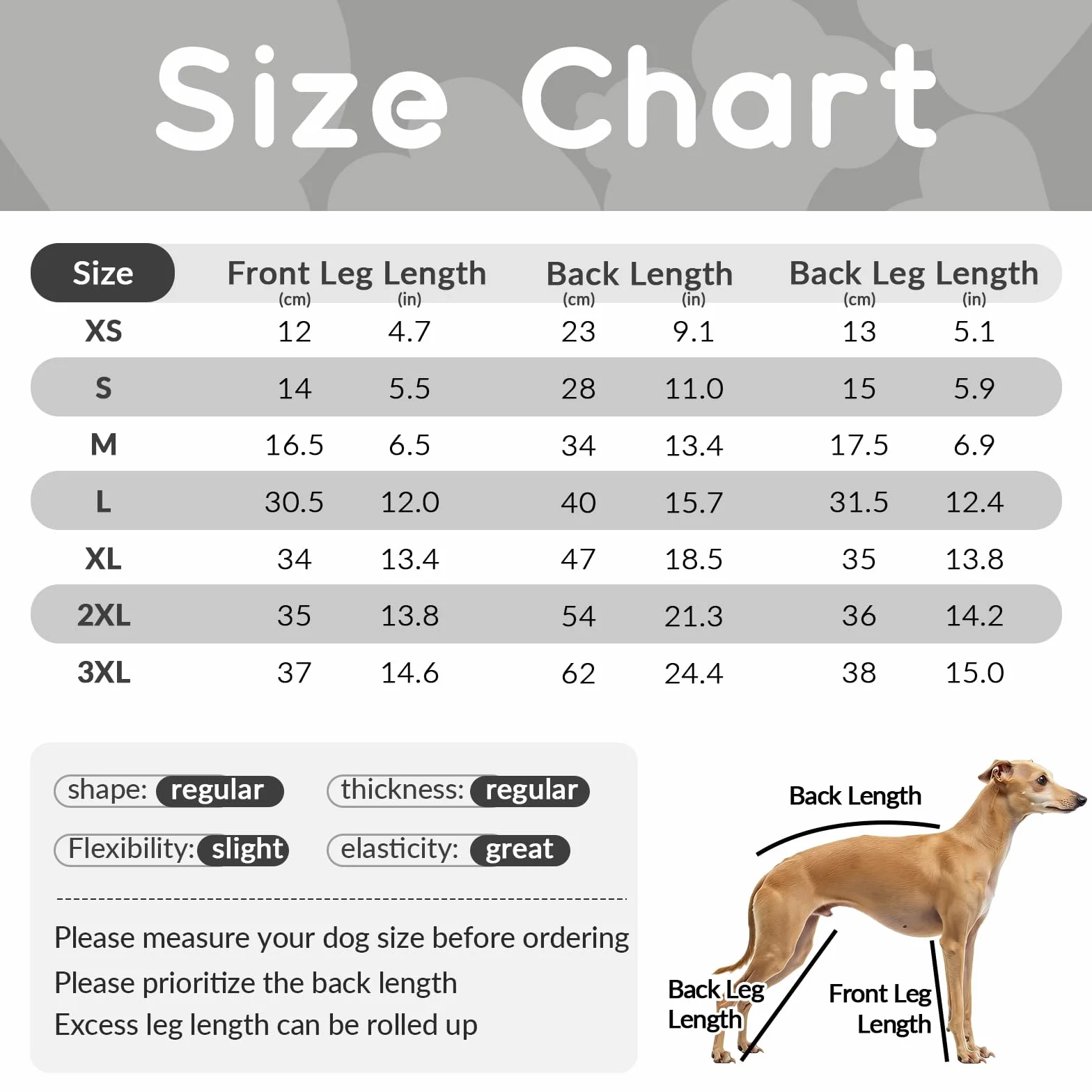 Body Post Opératoire Chien Manchon Patte Avant Vêtement Chirurgie Doux Anti Léchage Récupération Pattes Arrière TPLO LCA Gris XL