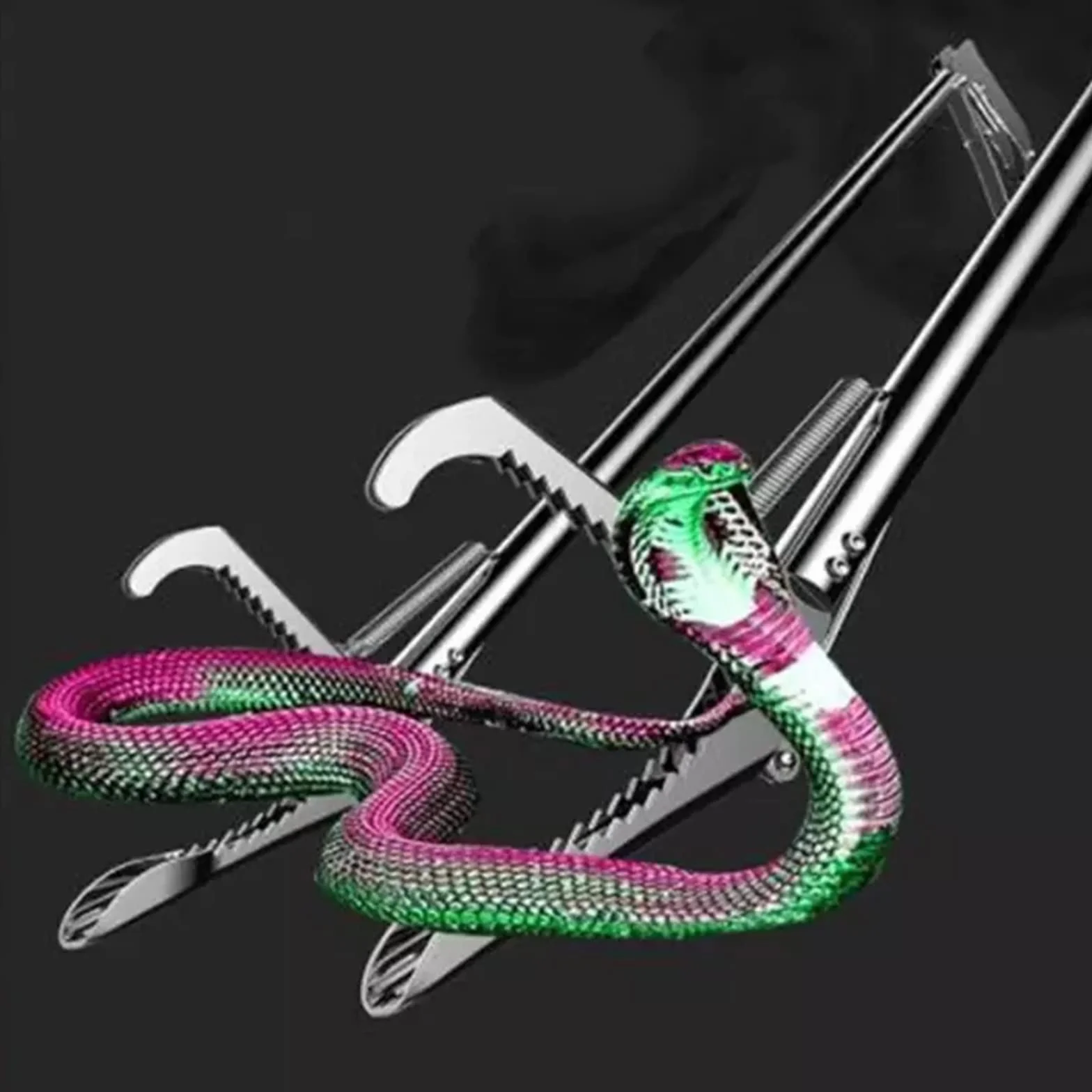 Pince à serpent 1,5 m acier inoxydable mâchoire dentelée pliable pour reptiles DERCLIVE
