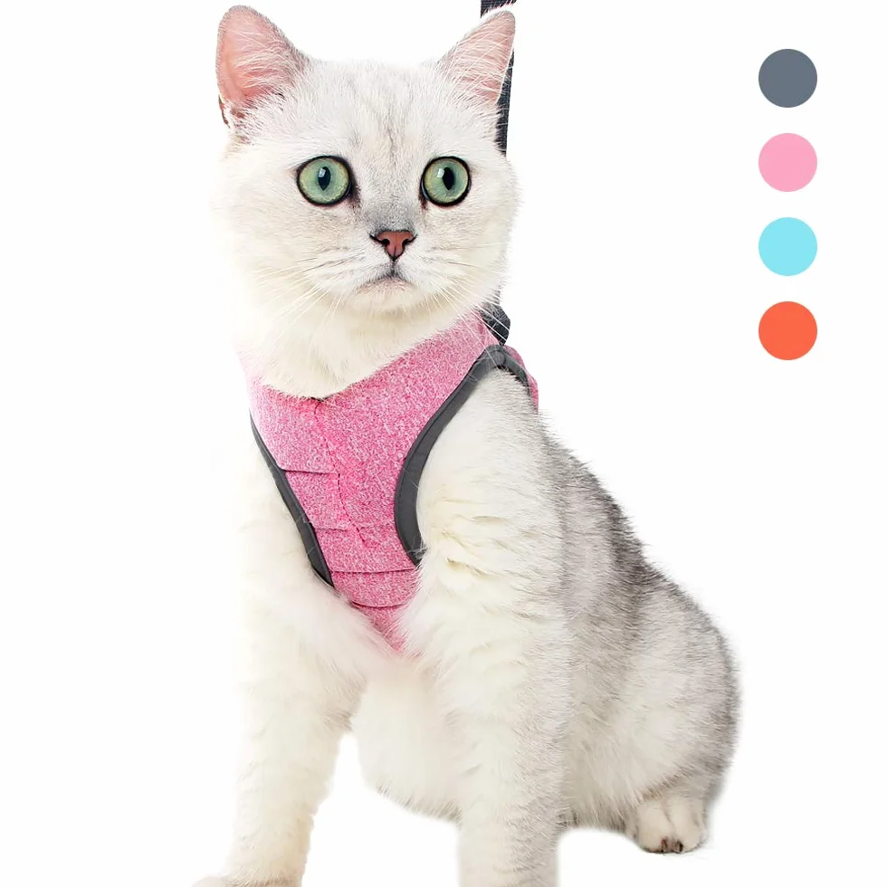 Harnais pour Chat Ultra-Léger Anti-Fuite Réglable avec Laisse pour Chiot Lapin Furet