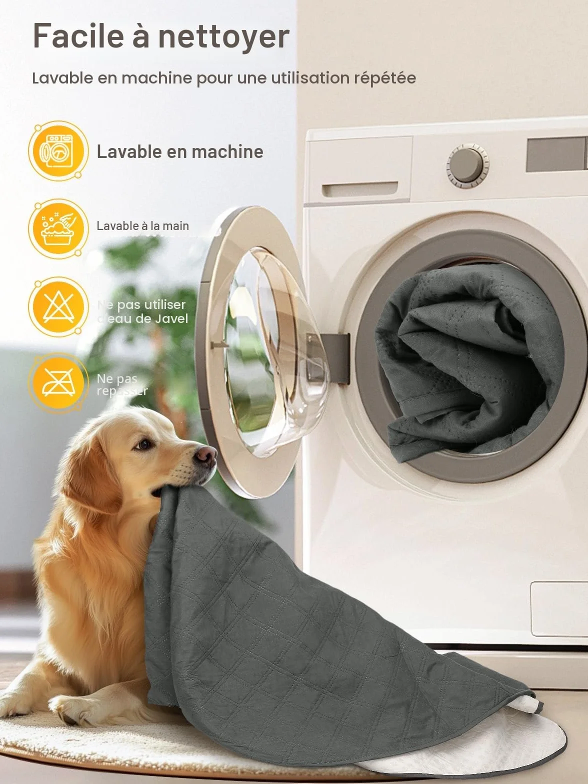 Couverture Imperméable pour Chien Housse de Canapé-lit Protecteur de Meubles Antidérapant Lavable Résistant aux Poils Animaux (152x203 cm)