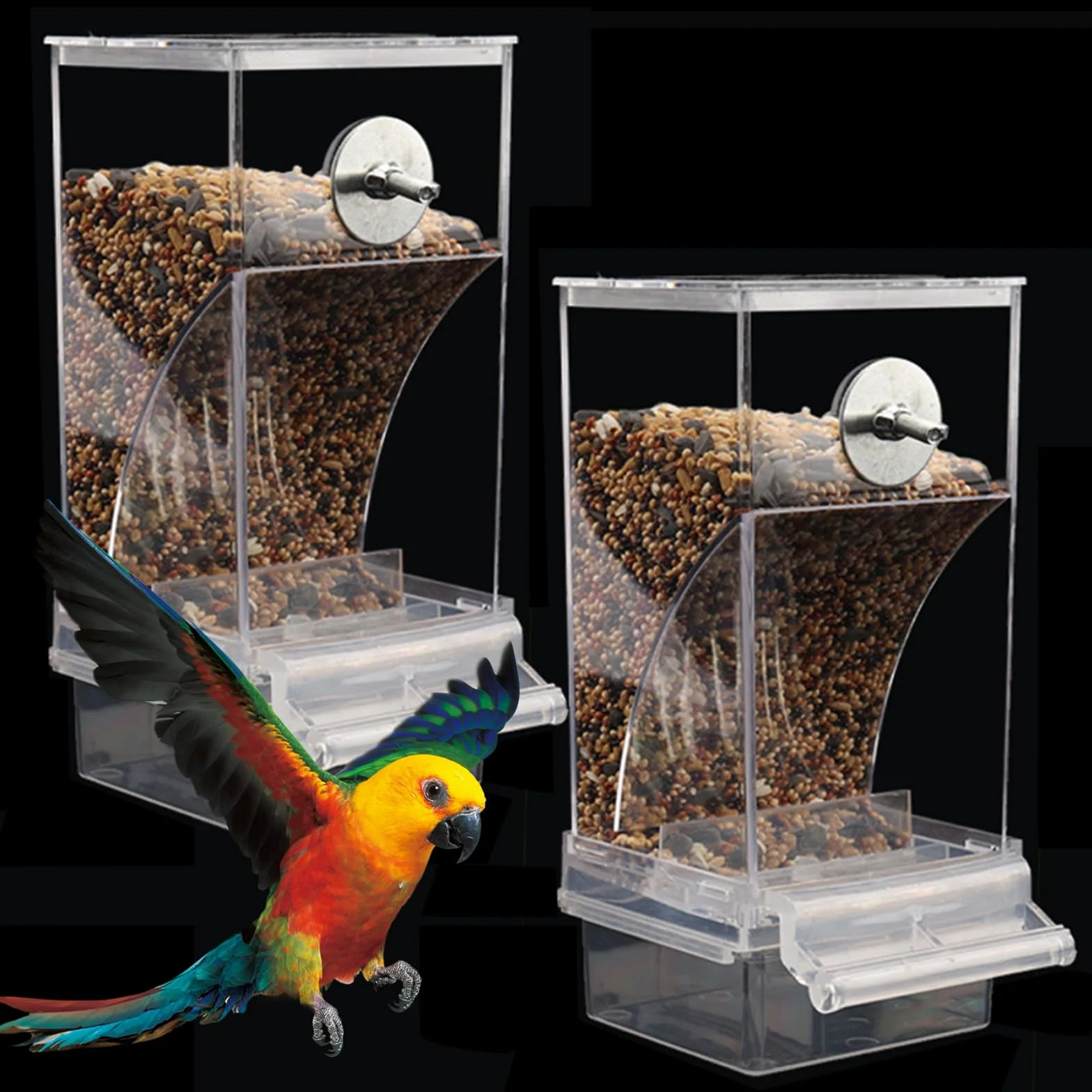 Lot de 2 distributeurs automatiques de nourriture pour oiseaux perruches canaris calopsittes pinsons