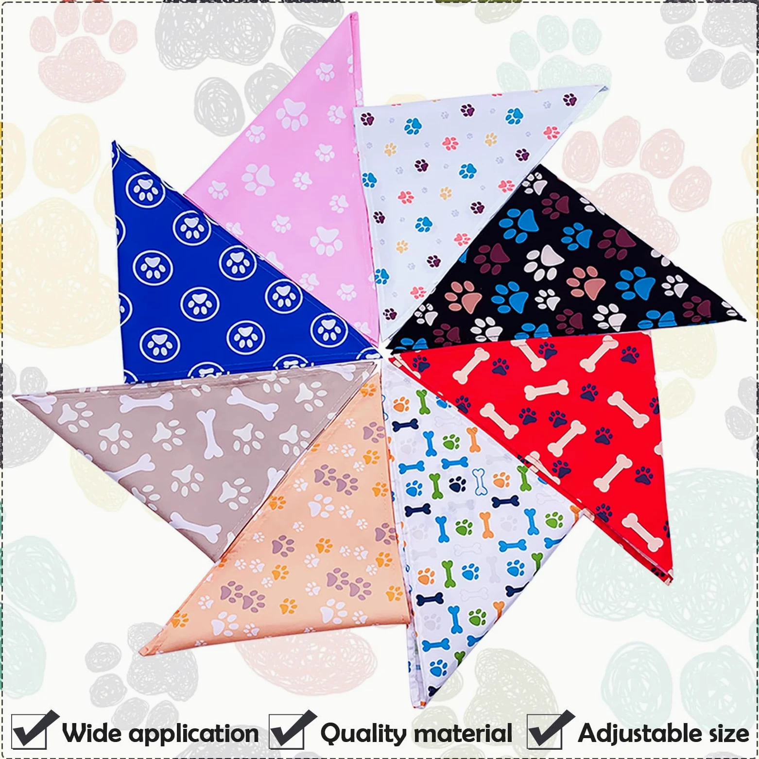 Lot de 30 bandanas réglables en vrac pour chiens de taille moyenne et très grande - Pour fête d'anniversaire, mariage, vacances, bavoirs triangulaires pour animaux domestiques - Accessoires