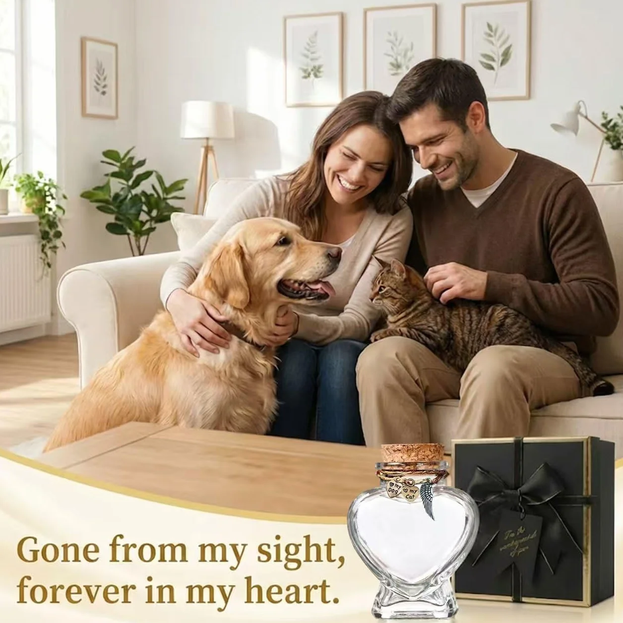 Urne funéraire commémorative en verre pour poils d'animaux - Cadeau souvenir chien chat