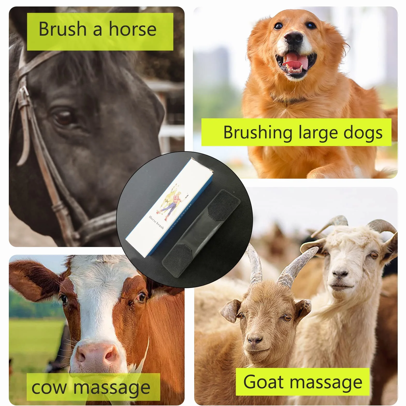 Brosses pour Chevaux 6 en 1, Peigne de Massage, Brosse de Toilettage pour Enlever Poils Secs