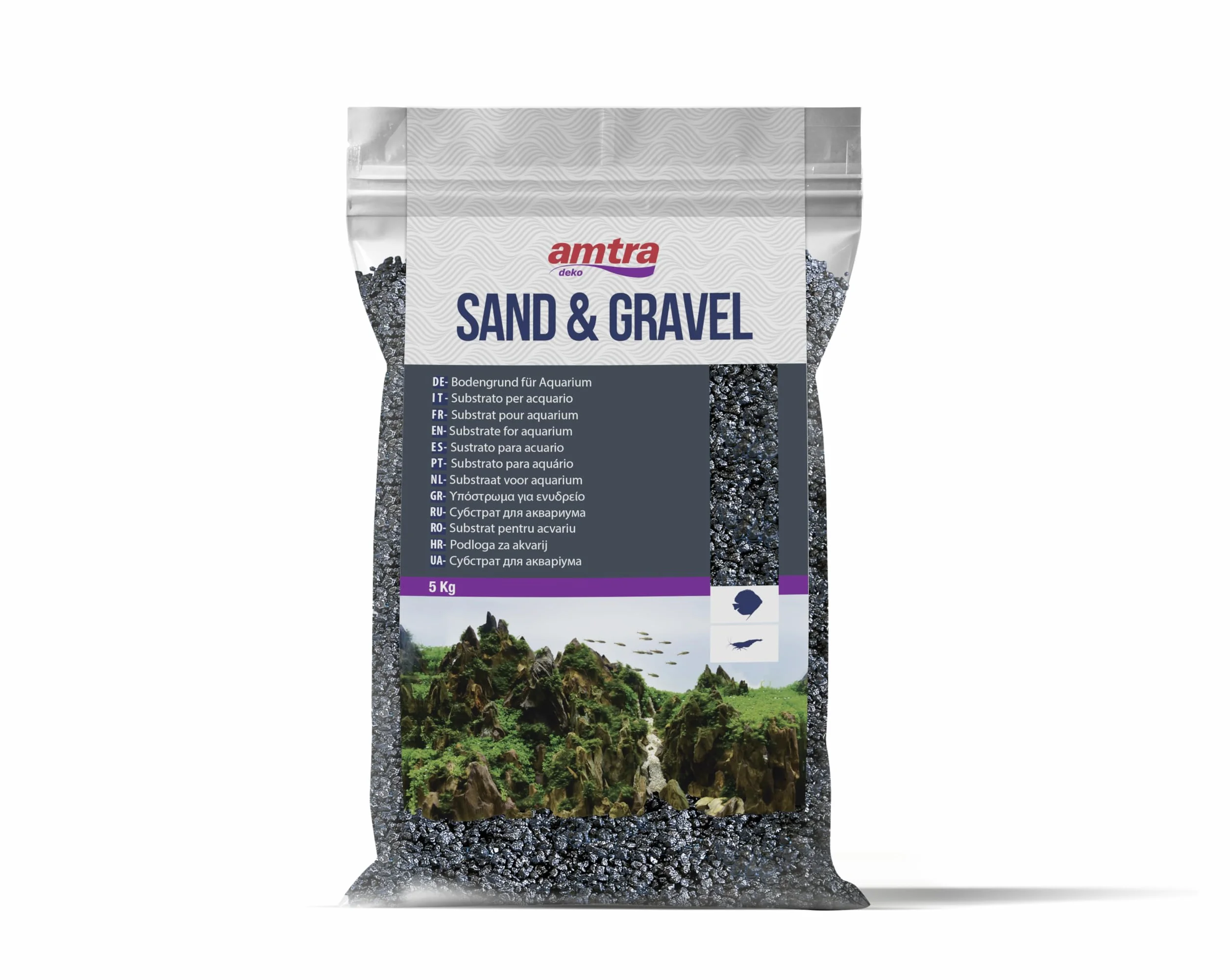 Amtra WAVE Gravier Quartz Ceramisé Aquariophilie Noir 5 kg