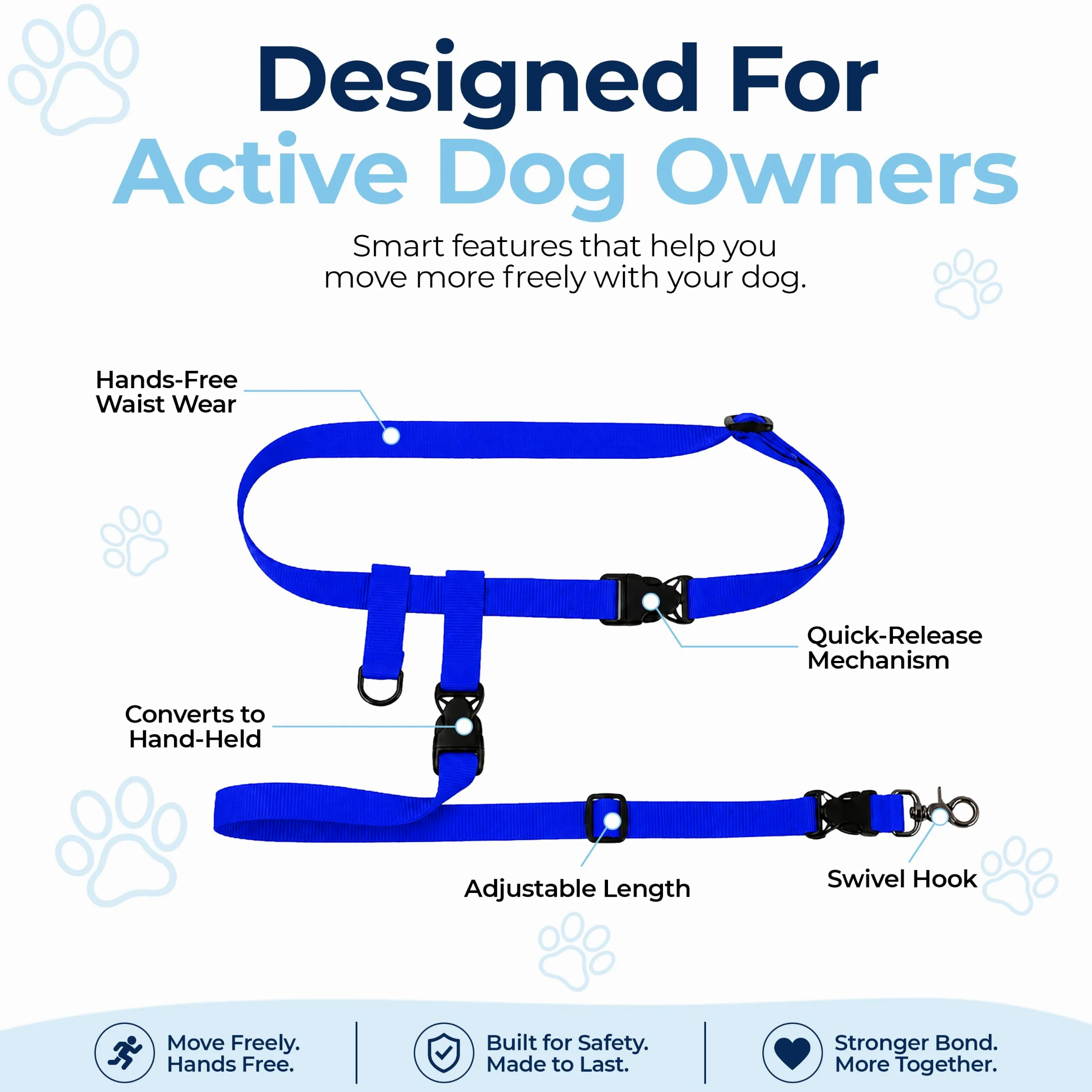 Le système de Buddy – Réglable Laisse les mains libres – Idéal pour la course à pied – pour chien standard