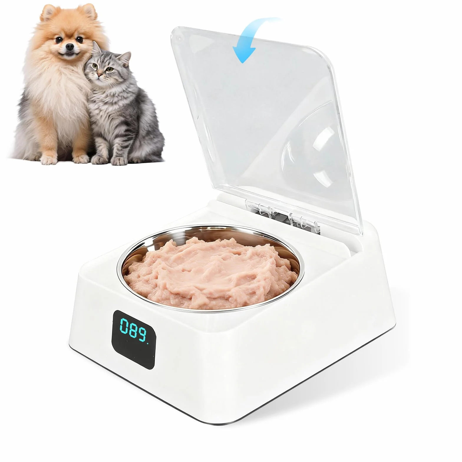 Distributeur Nourriture Humide Chat Ouverture Intelligente à Induction Automatique Croquettes Bassin Alimentaire Amovible