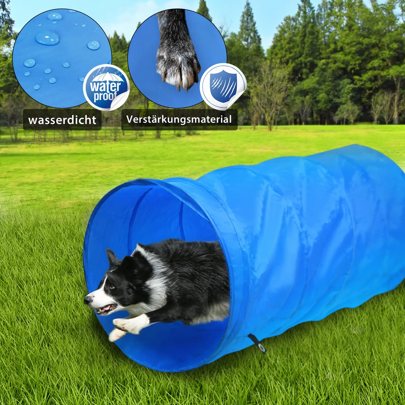 Kit d'équipement d'agilité pour chiens avec tunnel, barres de slalom réglables en hauteur et sac de transport