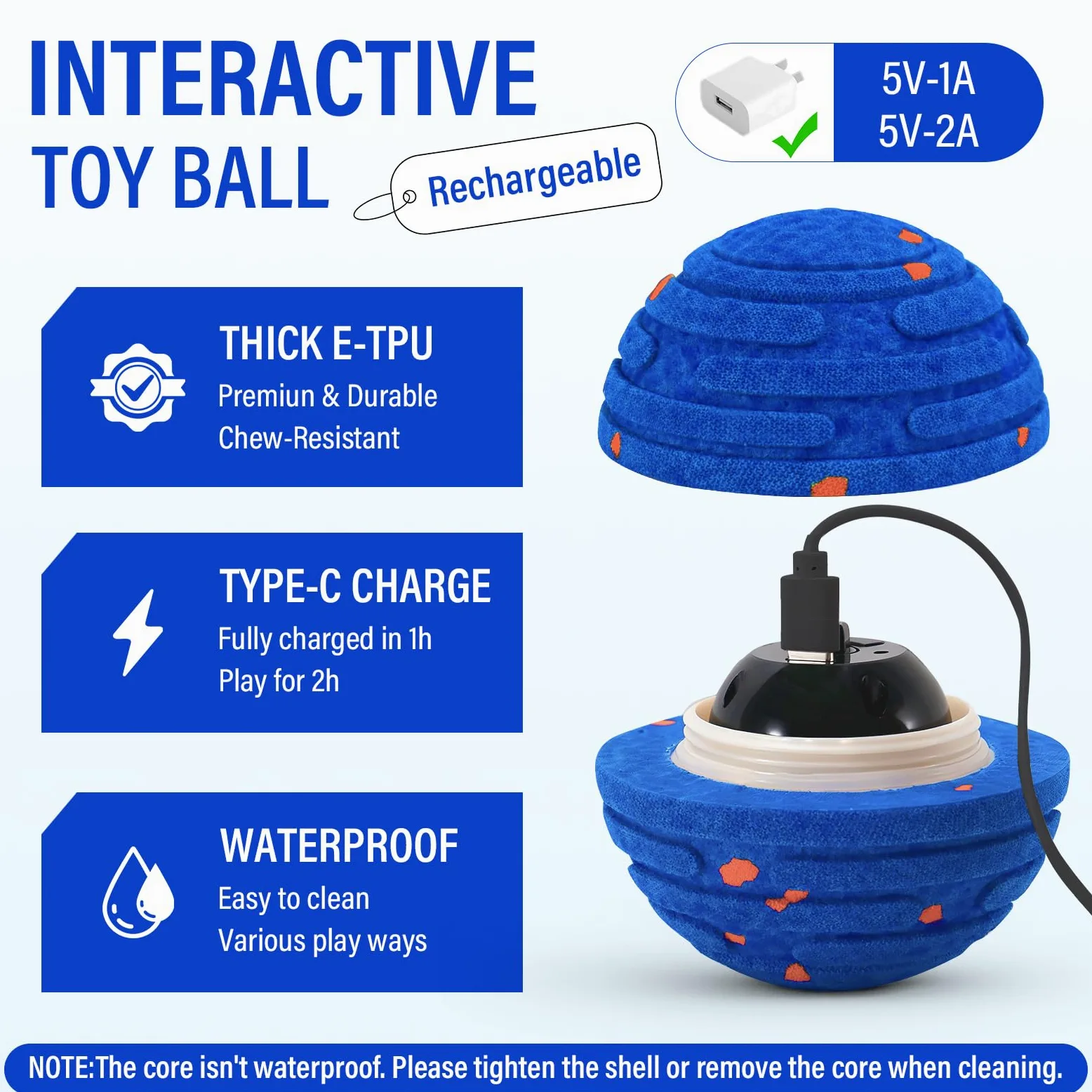 Balle interactive intelligente pour chien, mise à niveau automatique, 3 modes, balle mobile avec télécommande pour chiens de taille moyenne et grande, rechargeable et étanche, jouet E-TPU