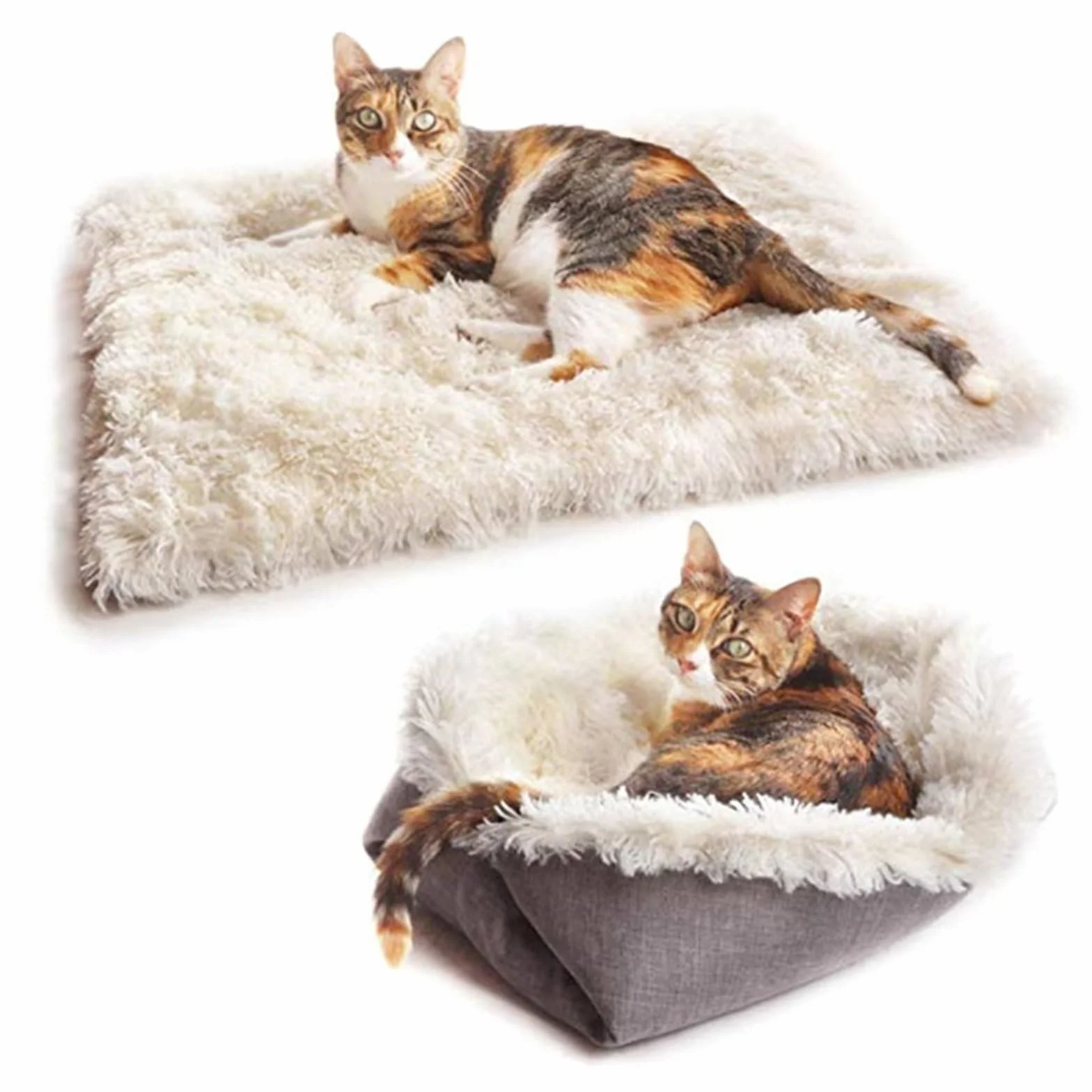 Lit pour Chat Chien 2 en 1 Panier Coussin Doux Confortable Nid Chiot Moelleux