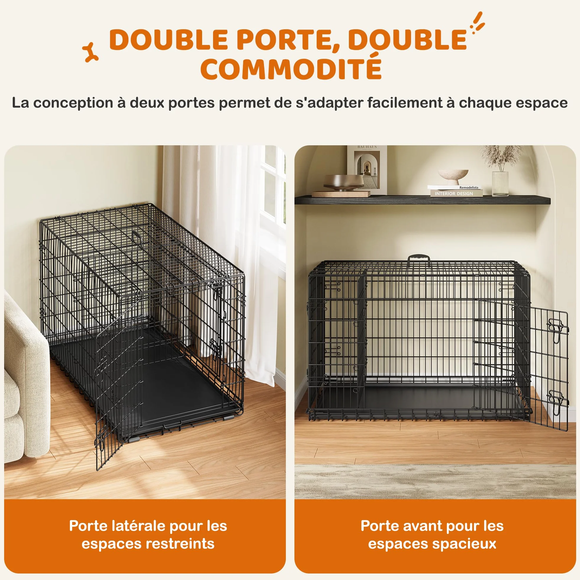 Yaheetech Cage pour Chien Pliable 122x71x78 cm Métal 2 Portes Verrouillables Plateau Amovible