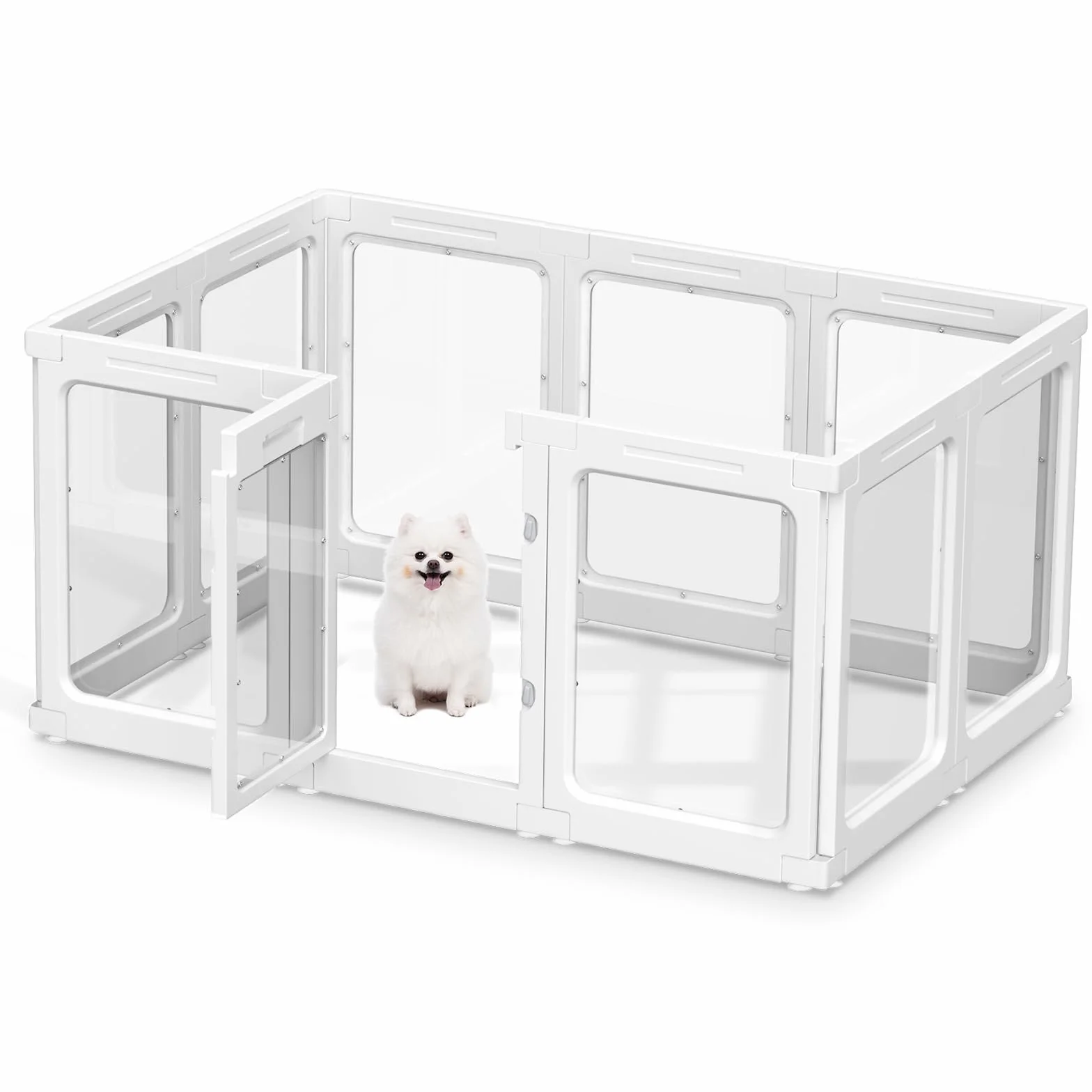 Parc pour Chien en Acrylique Transparent 60 cm 10 Panneaux Portable