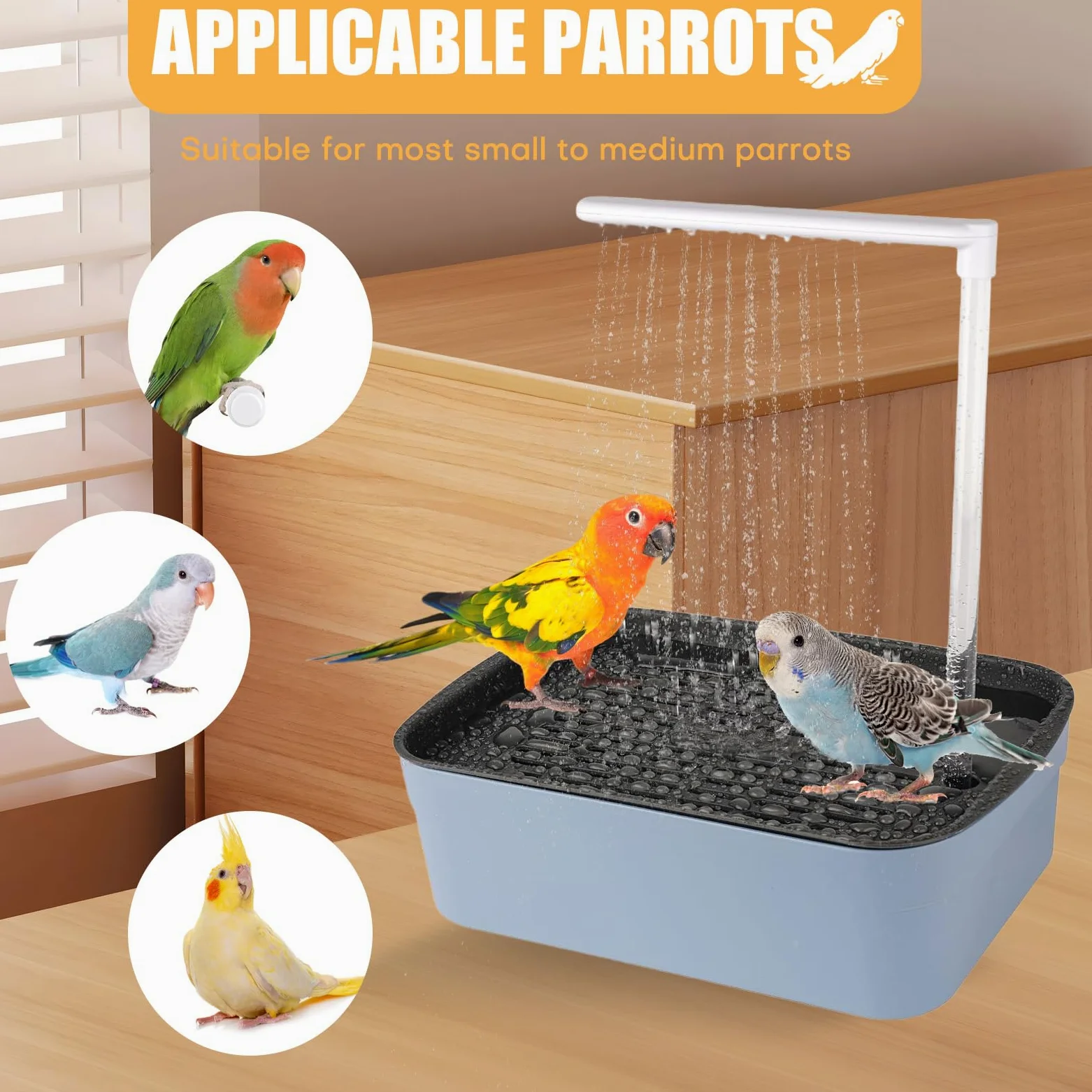 Baignoire automatique pour oiseaux - Avec pompe - Accessoire de douche pour perruches, oiseaux et perroquets - Vert - Taille L