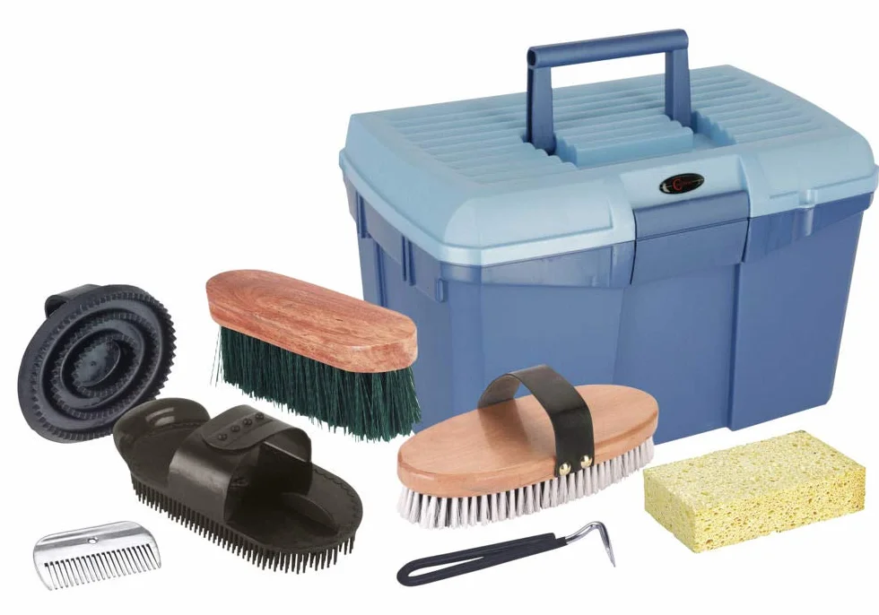 Covalliero coffret de pansage 7 pièces bleu 48 x 25 x 25 cm