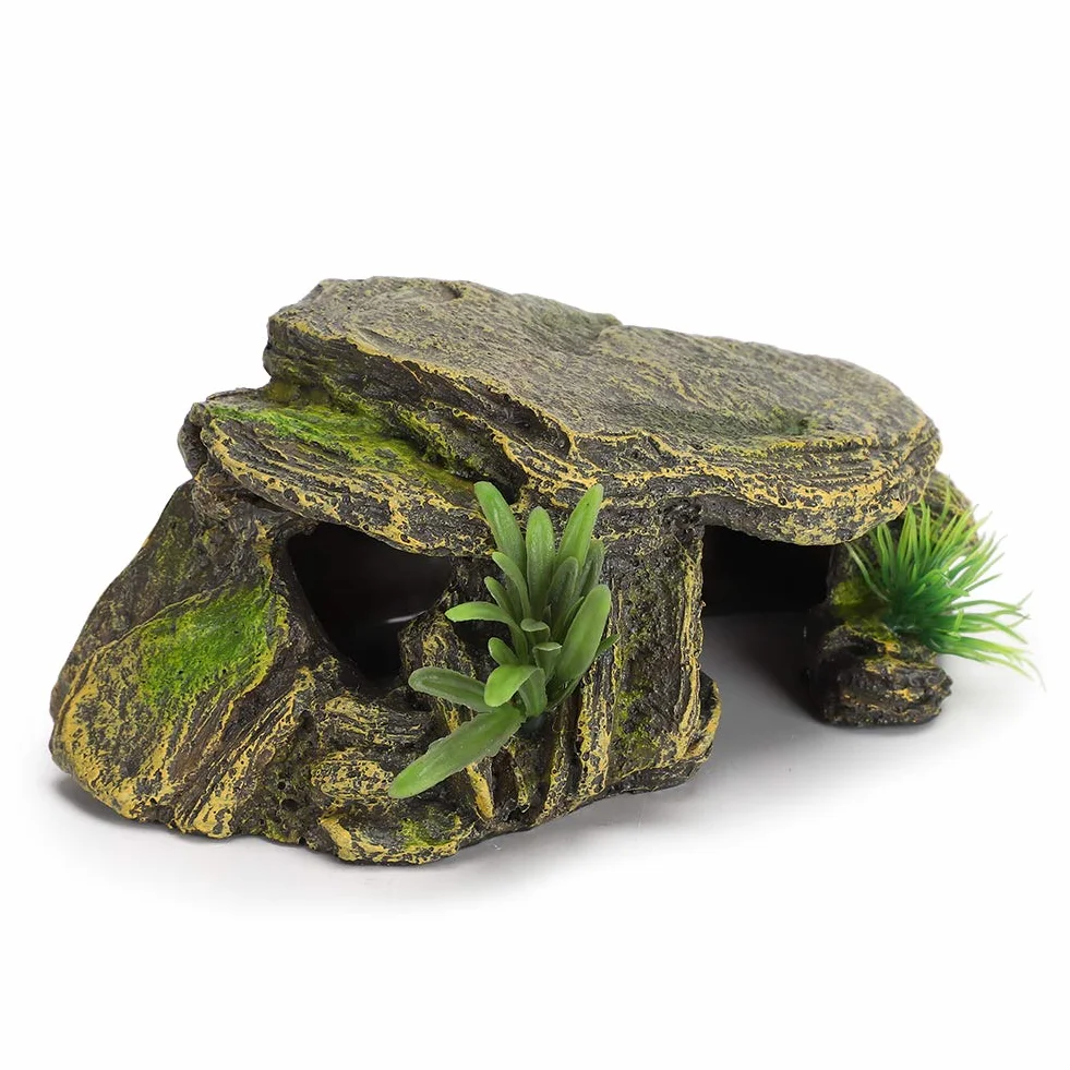 Grotte Cachette Reptile Résine 16x9.5x6.5 cm Abri Lézards Tortues Amphibiens Décoration Terrarium Aquarium