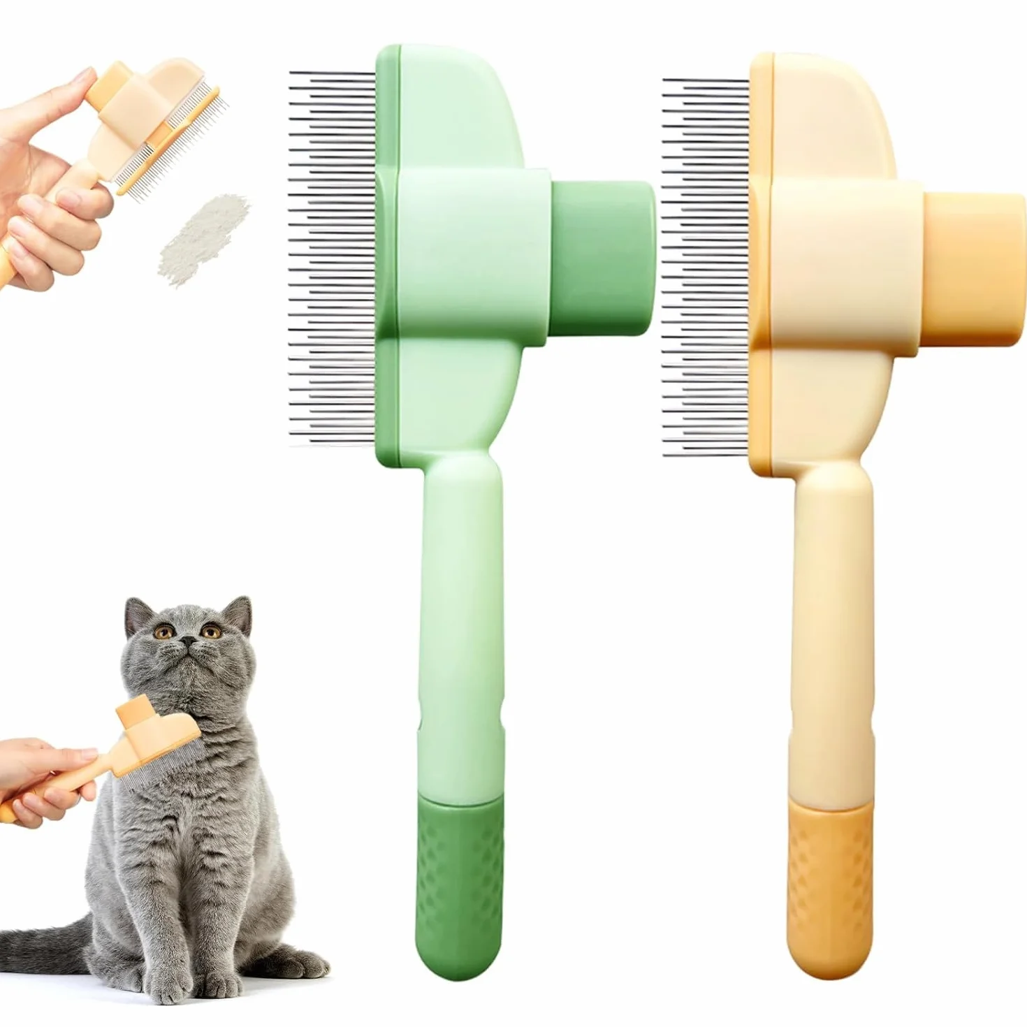 Brosse pour Chat 2 Pièces, Peigne Attrape'poils, Brosse Activ Pet, Toilettage Doux et Efficace