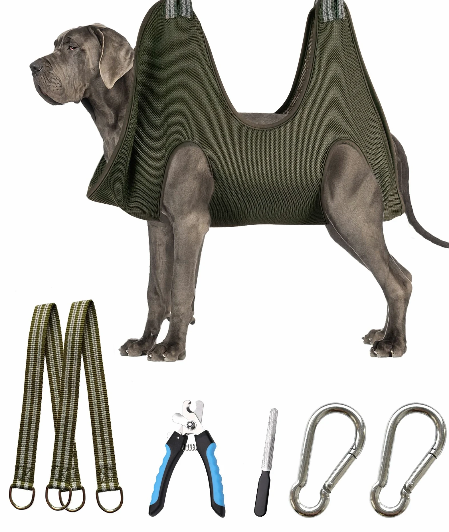 Kkiimatt Harnais hamac de toilettage 10 en 1 pour Animal Domestique avec Coupe-Ongles/Coupe-Ongles, Lime à Ongles, Peigne, Sac de retenue Respirant pour Chien, Aide de toilettage pour Chien pour