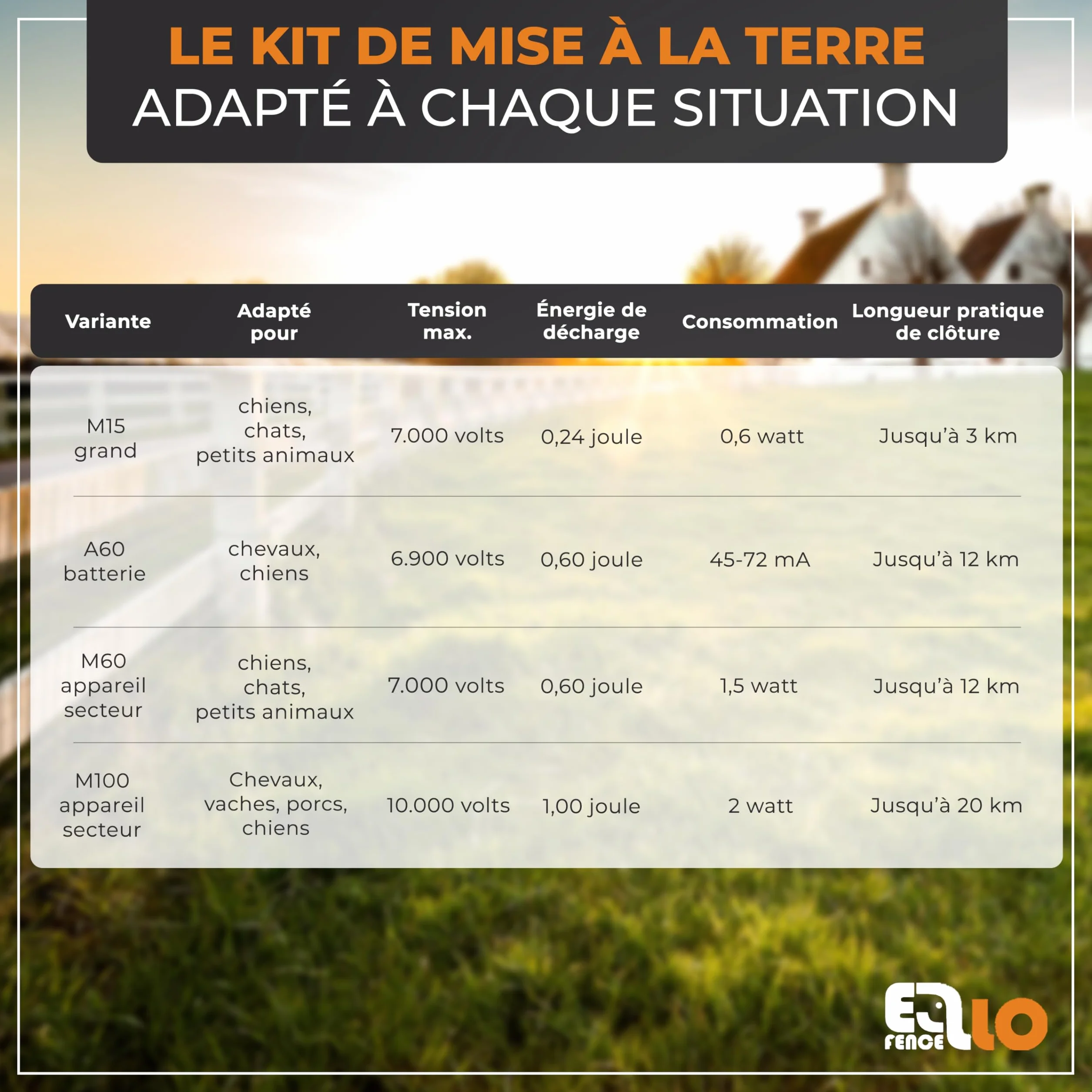 Électrificateur clôture électrique M60 230 V avec mise à la terre piquet de terre