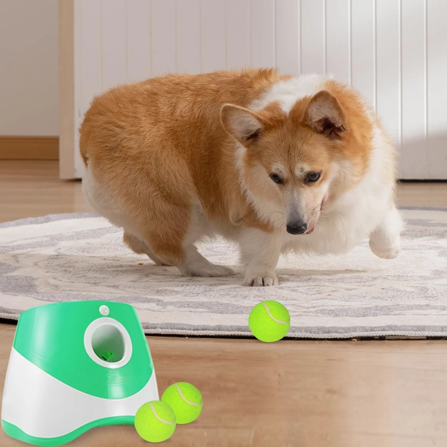 Lanceur Automatique De Balle Pour Chien, Lanceur De Balle Interactif Rechargeable à 3 Modes Pour Intérieur Et Extérieur Avec 3 Distances De Lancement Pour Chiens De Petite Et Moyenne Taille, Intérieur