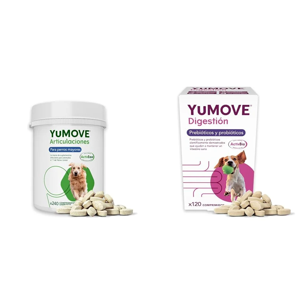YuMOVE Arthrose Chien Senior + Probiotique Superpack - Lot 240+120 Comprimés - ActivEase Moule Verte & ActivBio - Soutien Articulation Chien & Digestion Quotidienne - Bien-Être Senior