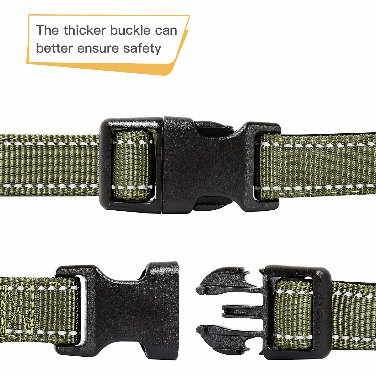 Collier Chien Réfléchissant en Néoprène Doux Rembourré Ajustable Vert L