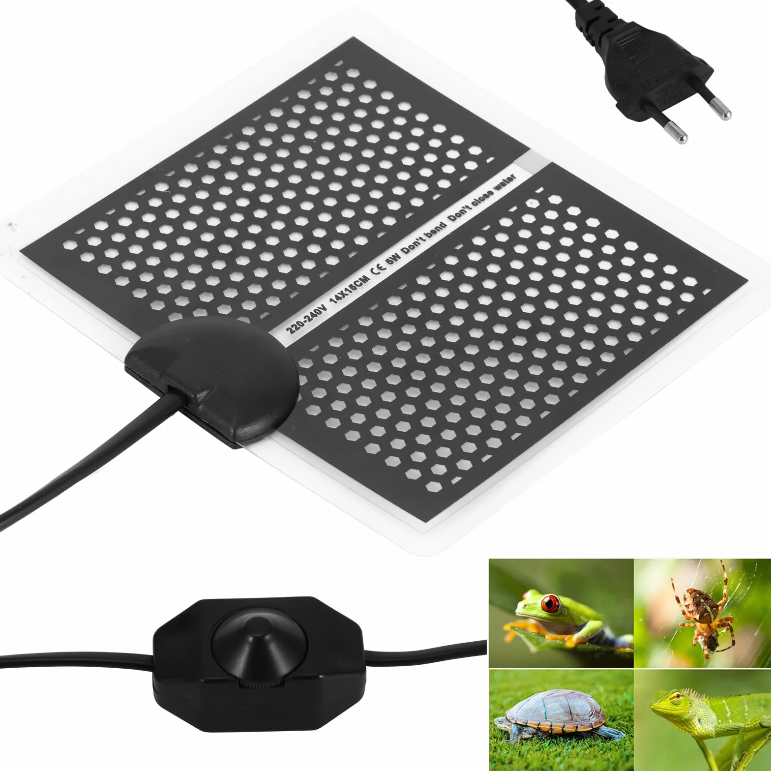 ALLOMN Tapis chauffant pour reptiles 5W 15x14 cm nid d'abeille