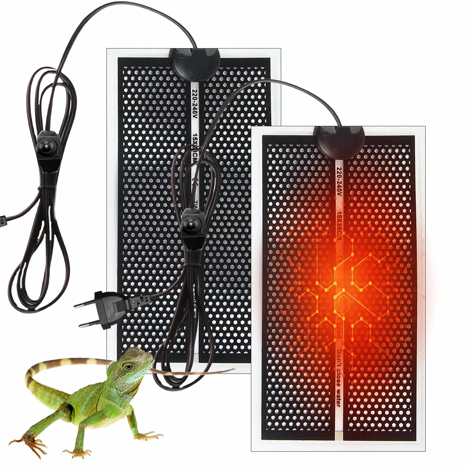 SPORWAY Tapis chauffant pour reptile 2 pièces avec régulateur de température pour terrarium