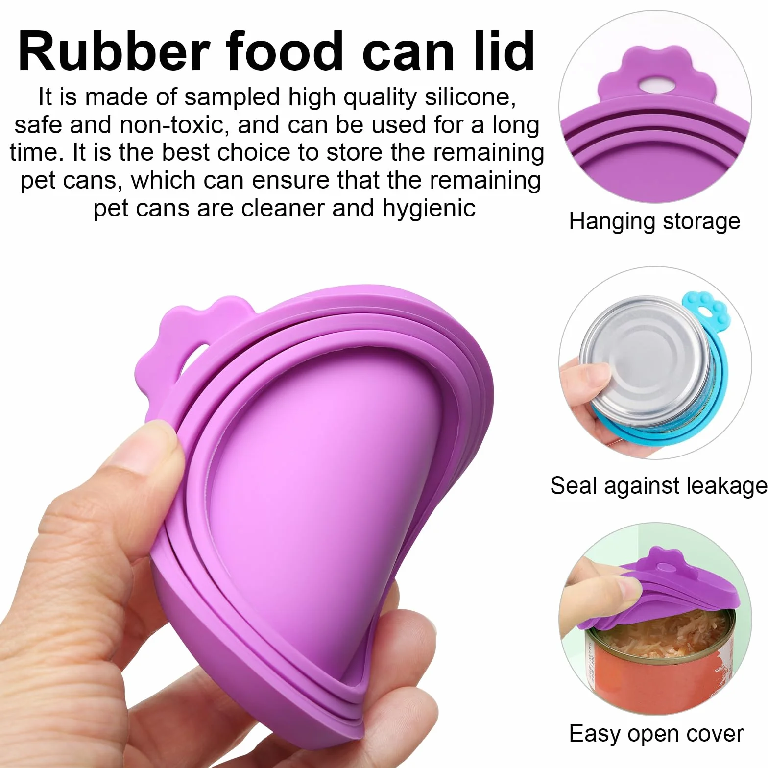3 Pièces Couvercle Boite de Conserve, Couvercle Silicone pour Boîte en Réutilisable 3 Tailles Standard avec Cuillère à Friandises, Universels en Nourriture Humide pour Chats et Chiens