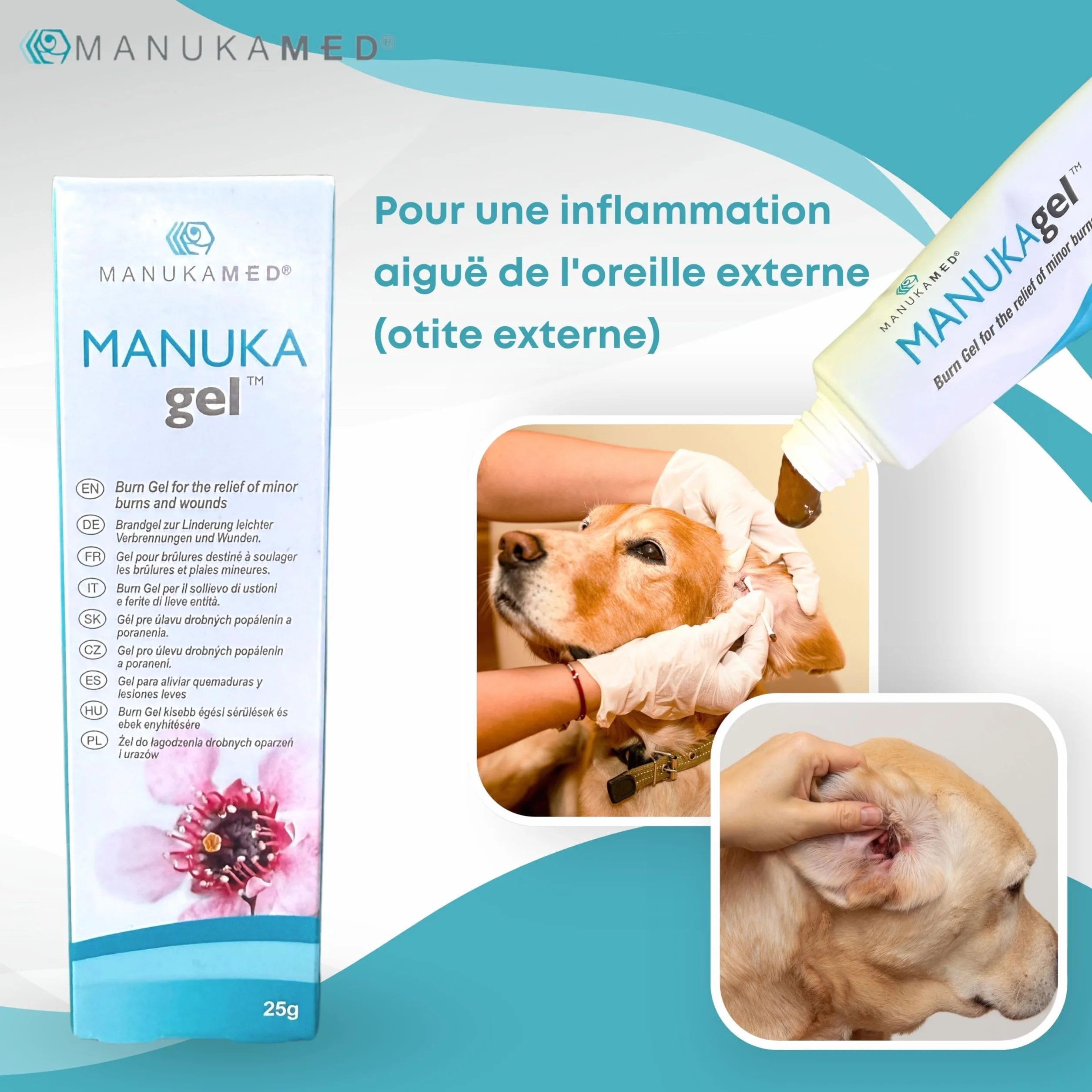 ManukaMed MANUKAgel Crème cicatrisante pour Chiens Chevaux Chats MGO 560+ antibactérien 25 g